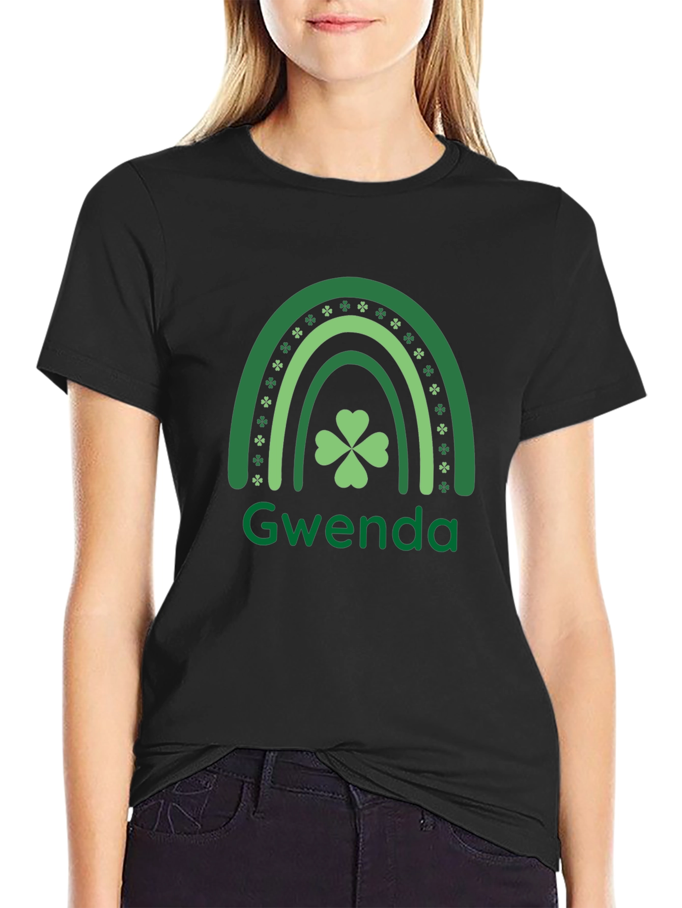 St. Patricks Day Gwenda Shamrock Rainbow T-Shirt