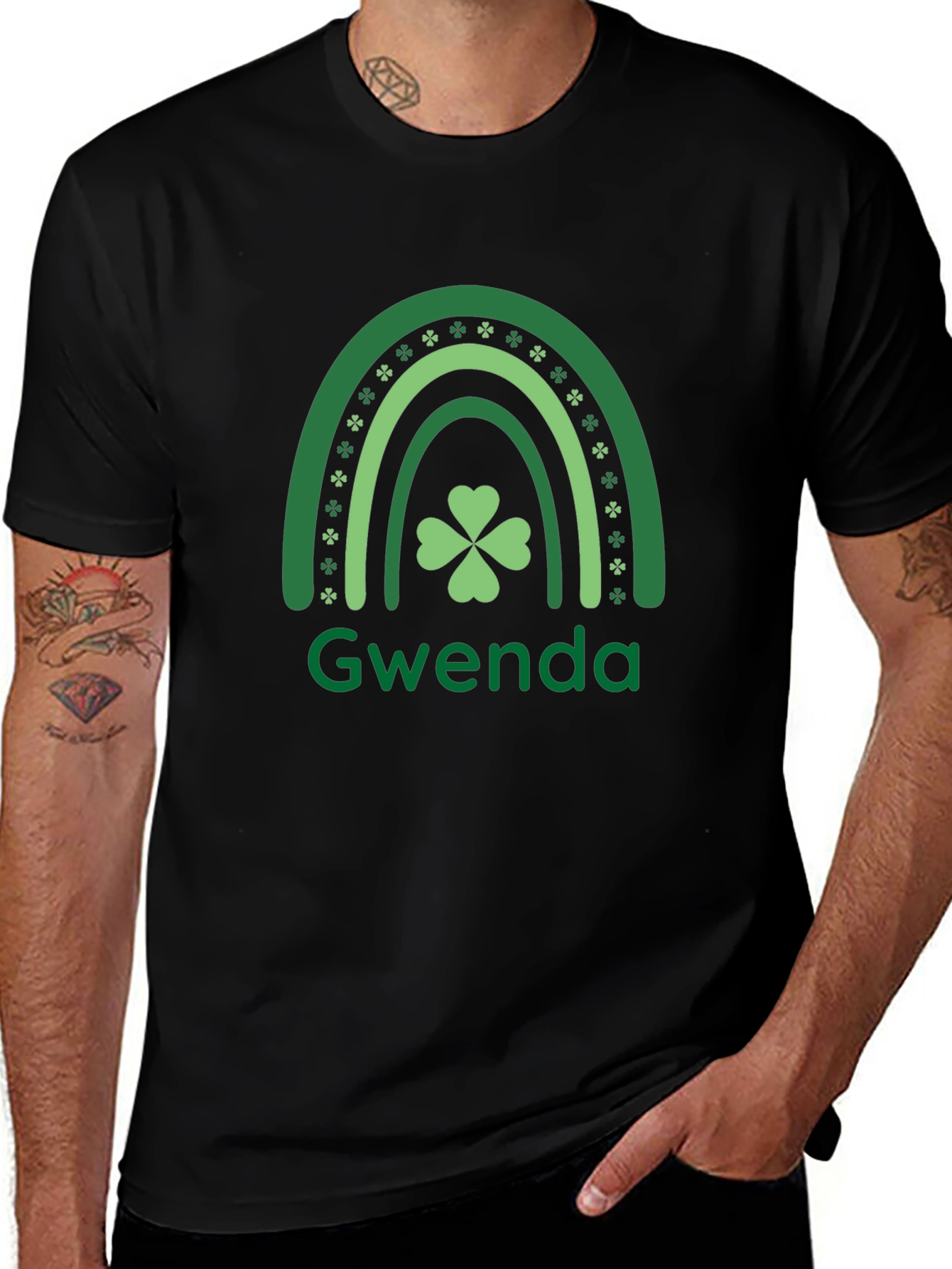 St. Patricks Day Gwenda Shamrock Rainbow T-Shirt