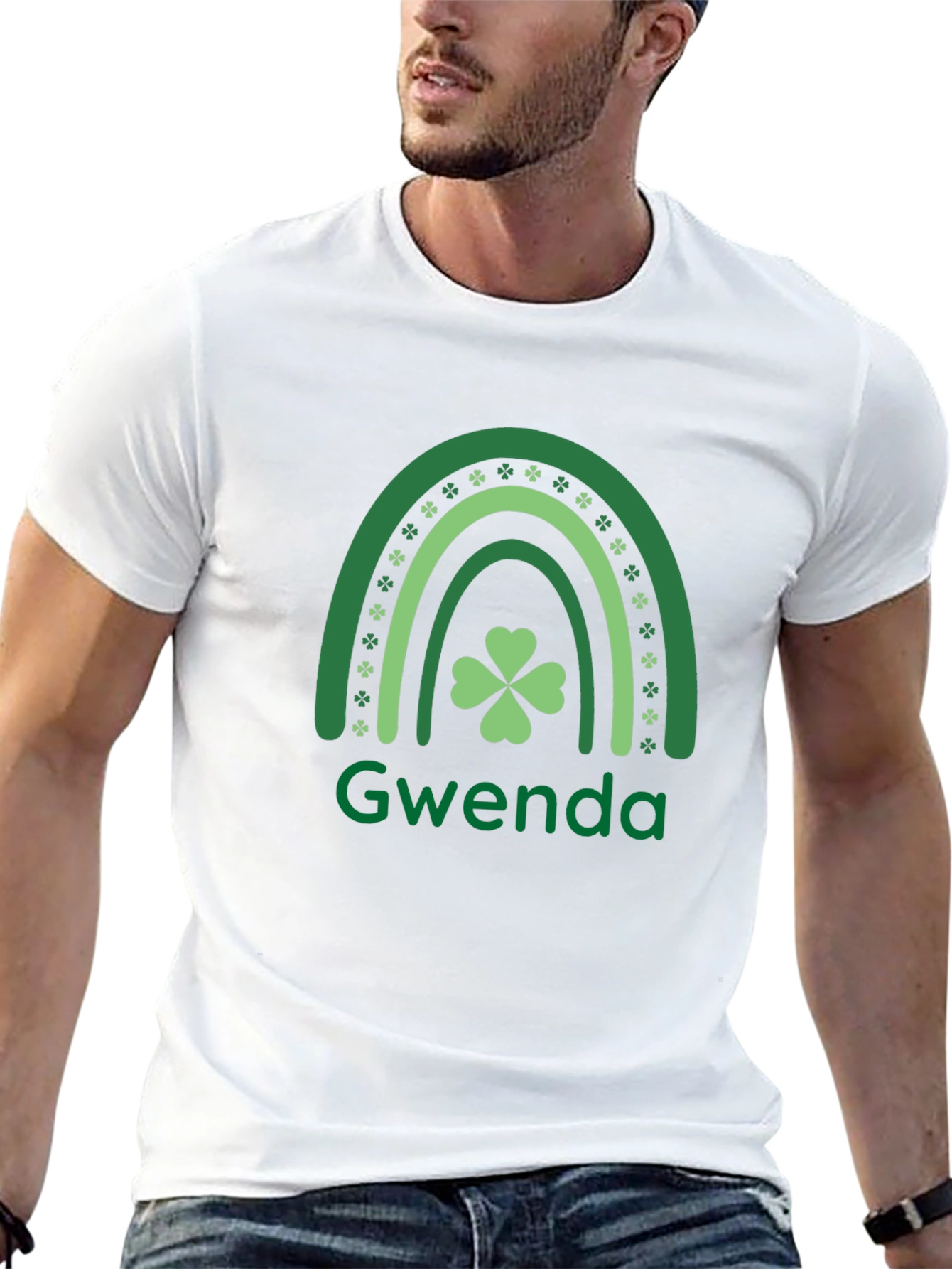 St. Patricks Day Gwenda Shamrock Rainbow T-Shirt