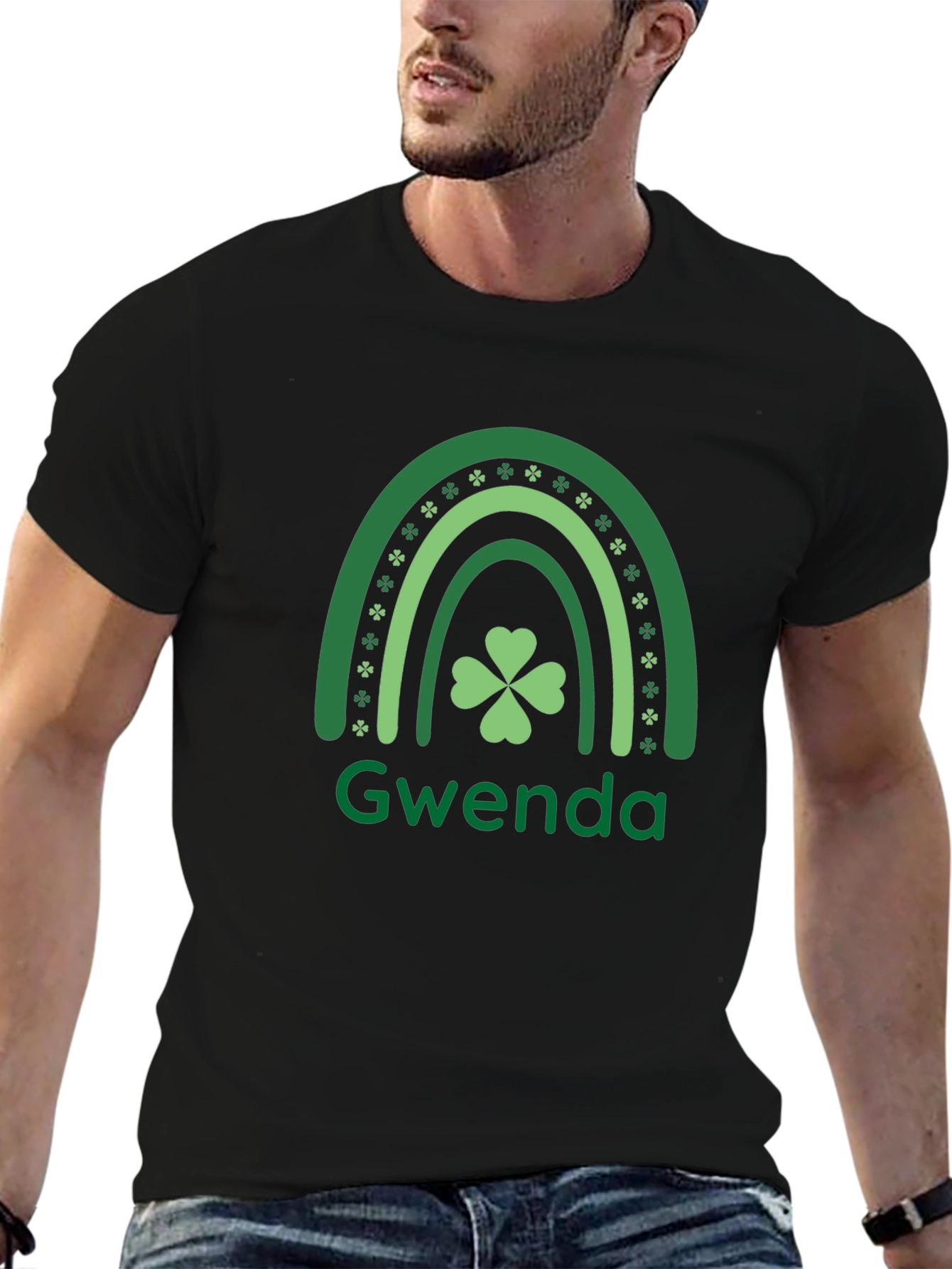 St. Patricks Day Gwenda Shamrock Rainbow T-Shirt