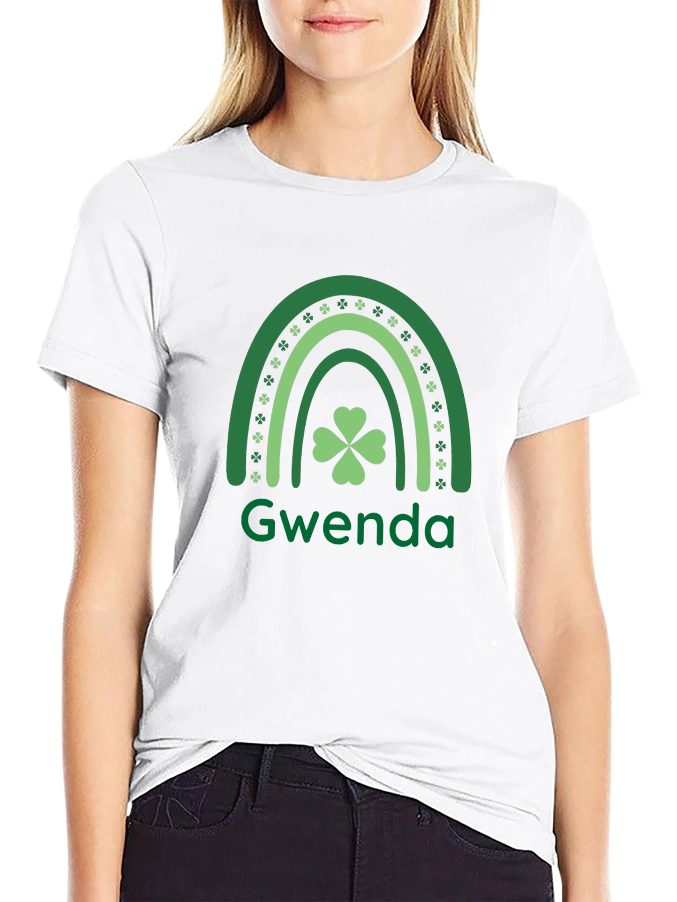 St. Patricks Day Gwenda Shamrock Rainbow T-Shirt