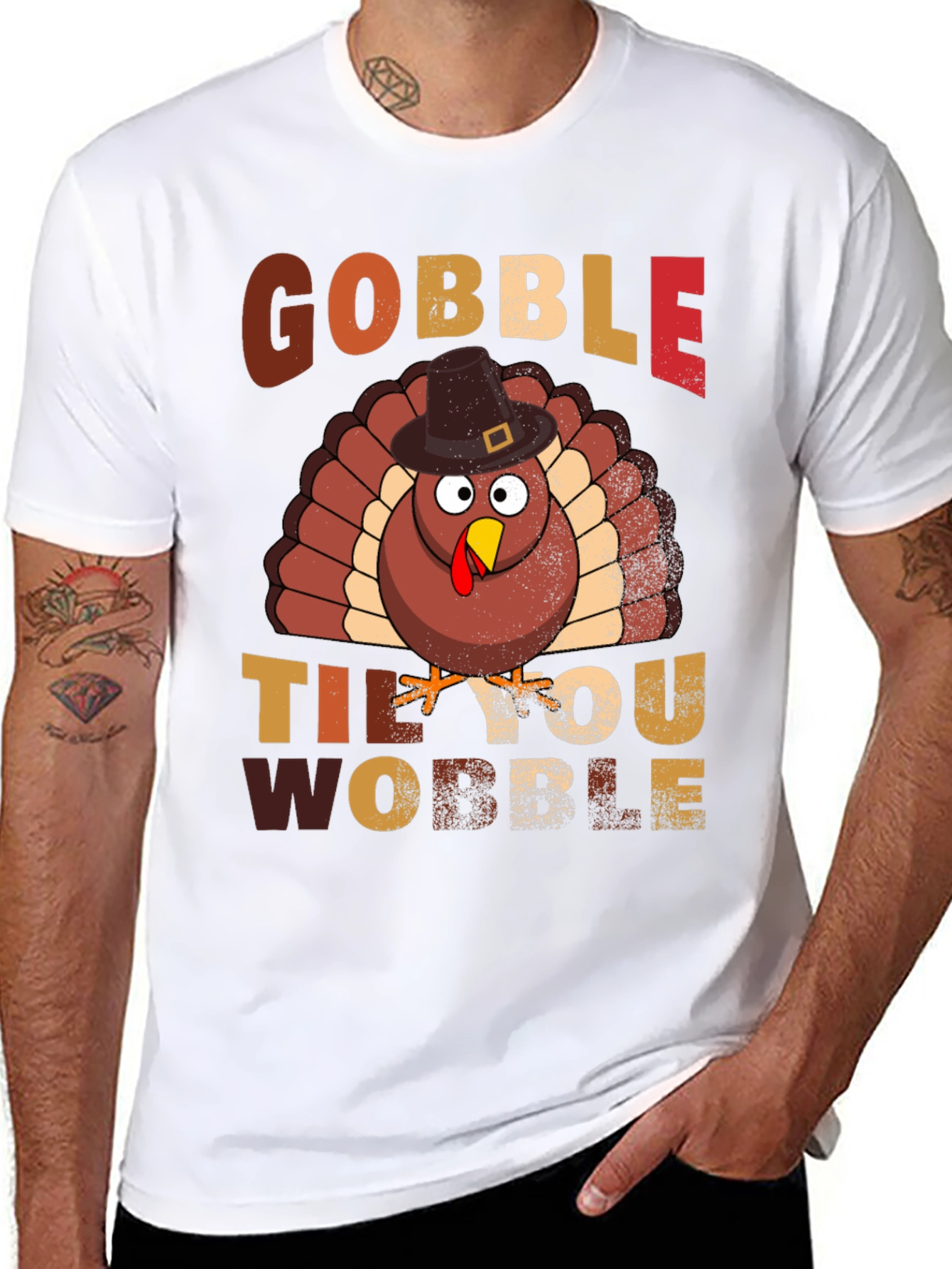 Gobble Til You Wobble Thanksgiving Turkey T-Shirt