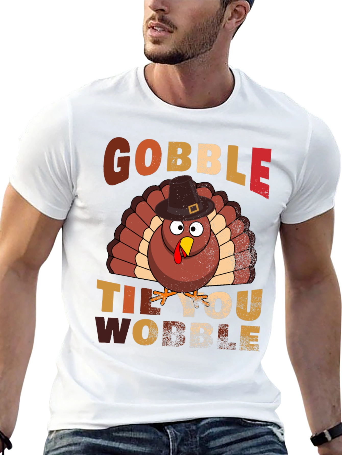 Gobble Til You Wobble Thanksgiving Turkey T-Shirt