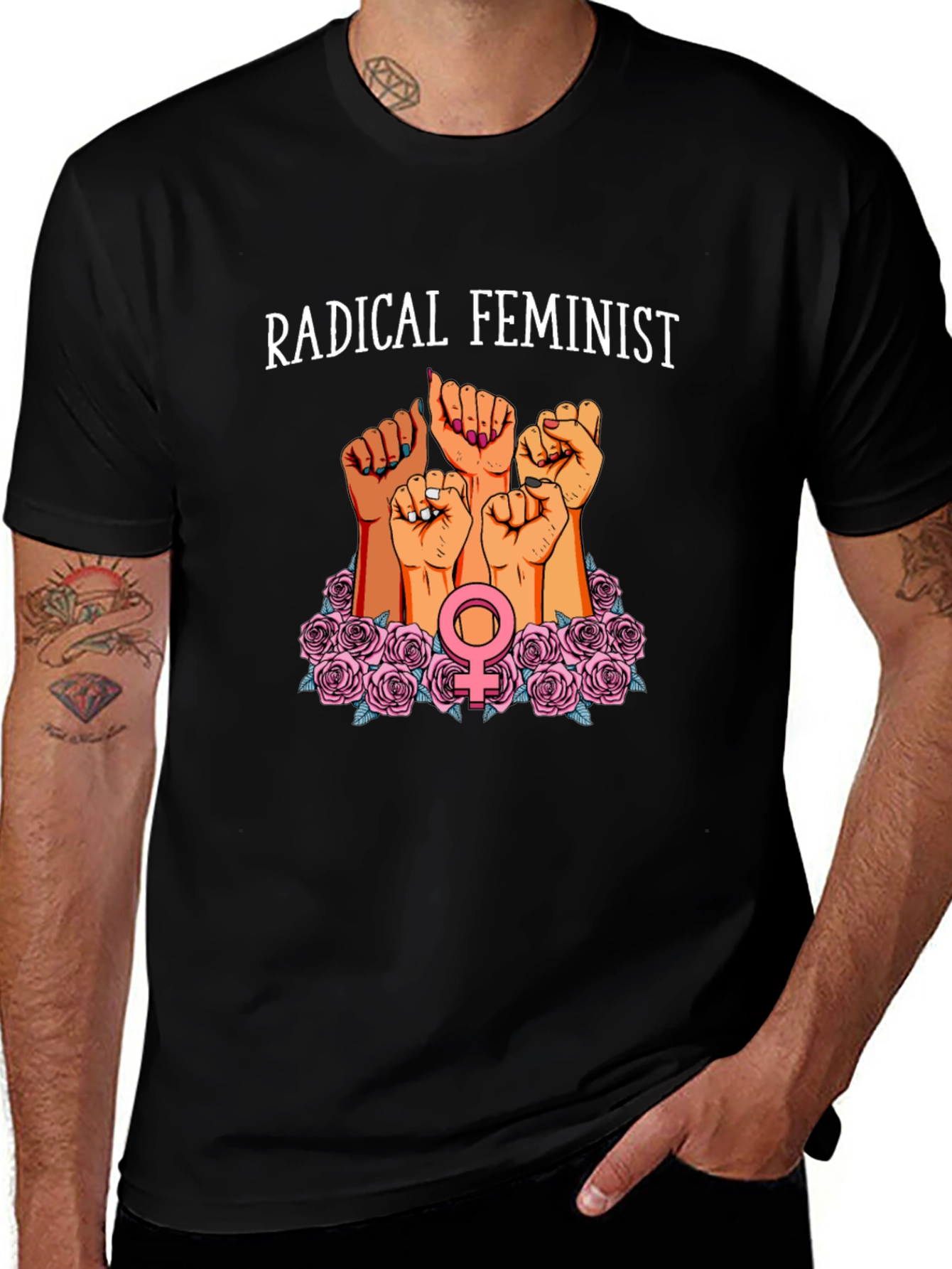Radical Feminist Graphic Tee - Black Cotton Blend