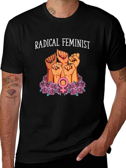 Radical Feminist Graphic Tee - Black Cotton Blend