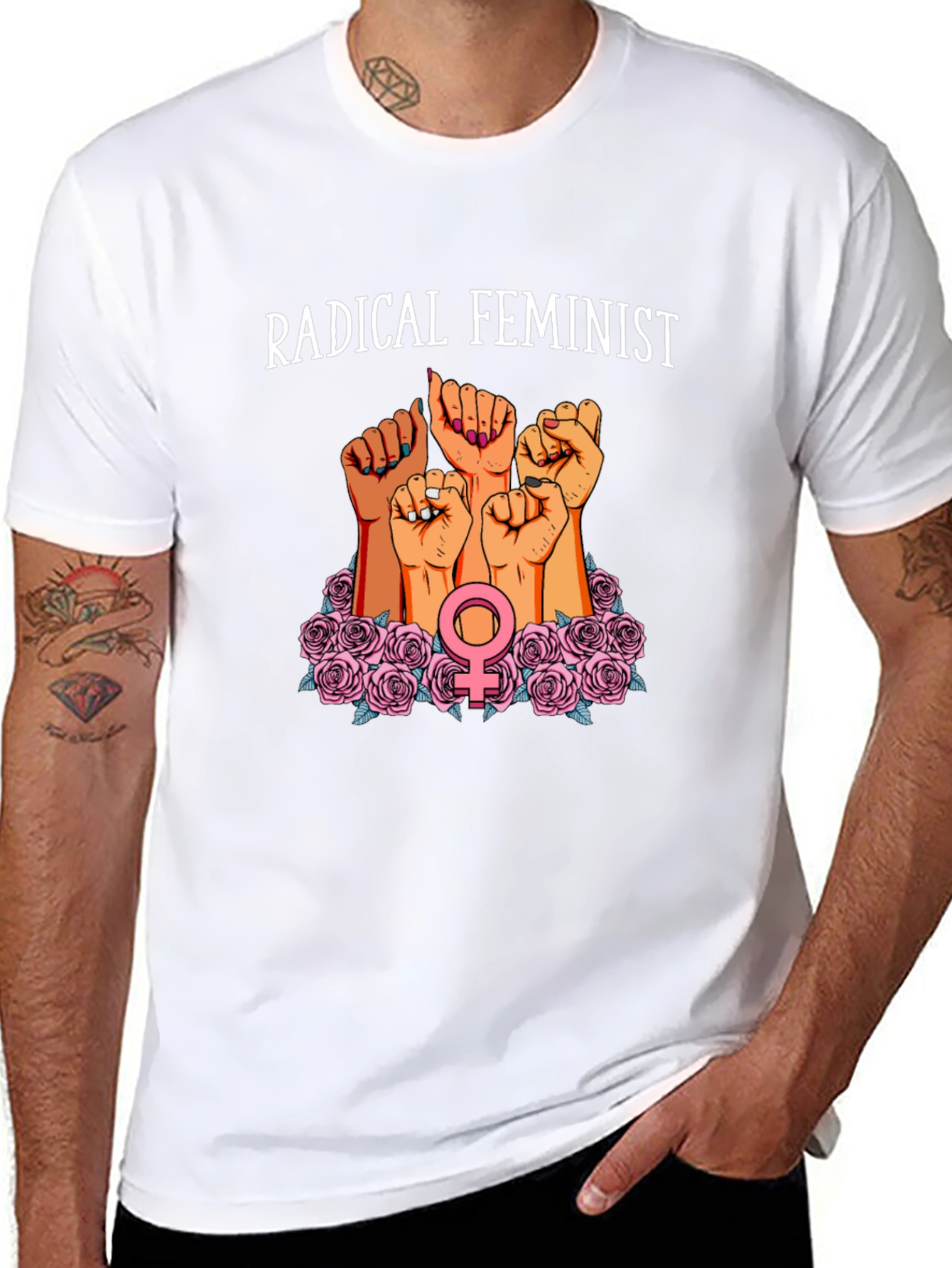 Radical Feminist Graphic Tee - Black Cotton Blend