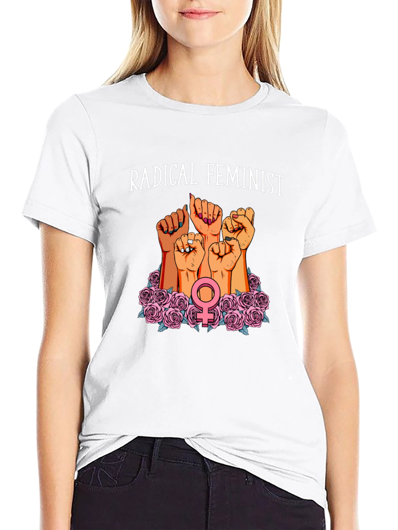 Radical Feminist Graphic Tee - Black Cotton Blend