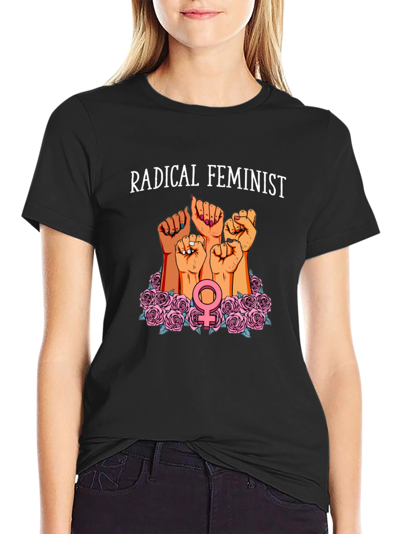 Radical Feminist Graphic Tee - Black Cotton Blend