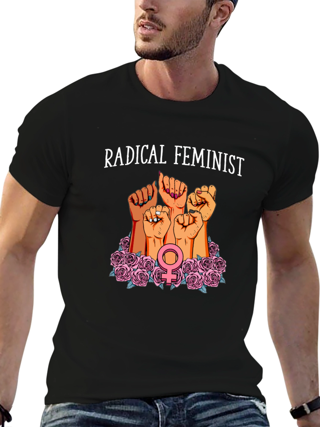 Radical Feminist Graphic Tee - Black Cotton Blend