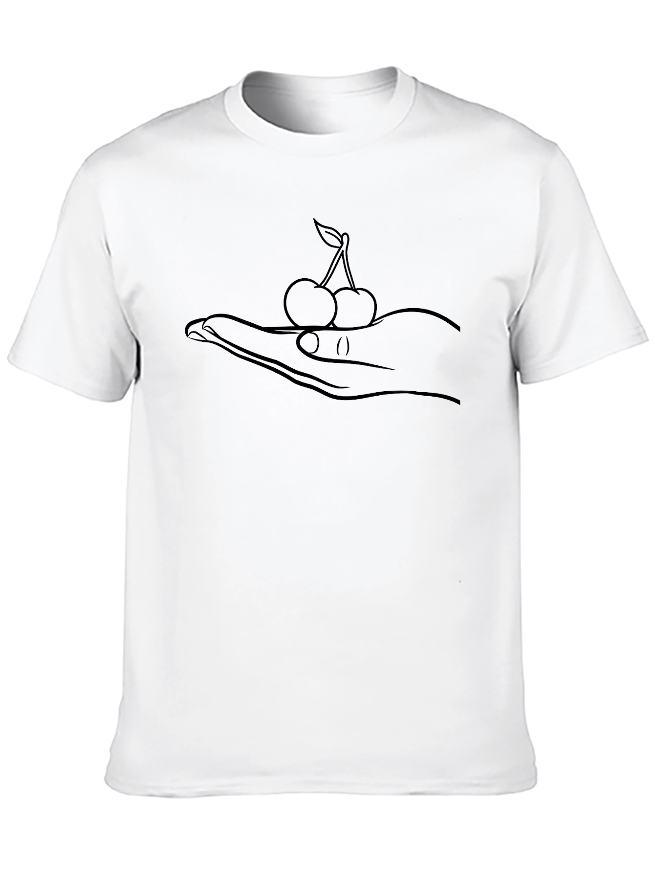 Hand Holding Cherries Black T-Shirt