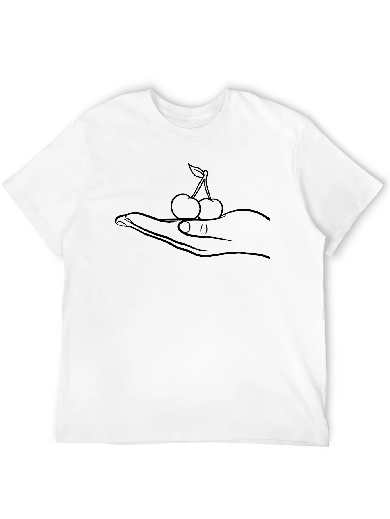 Hand Holding Cherries Black T-Shirt