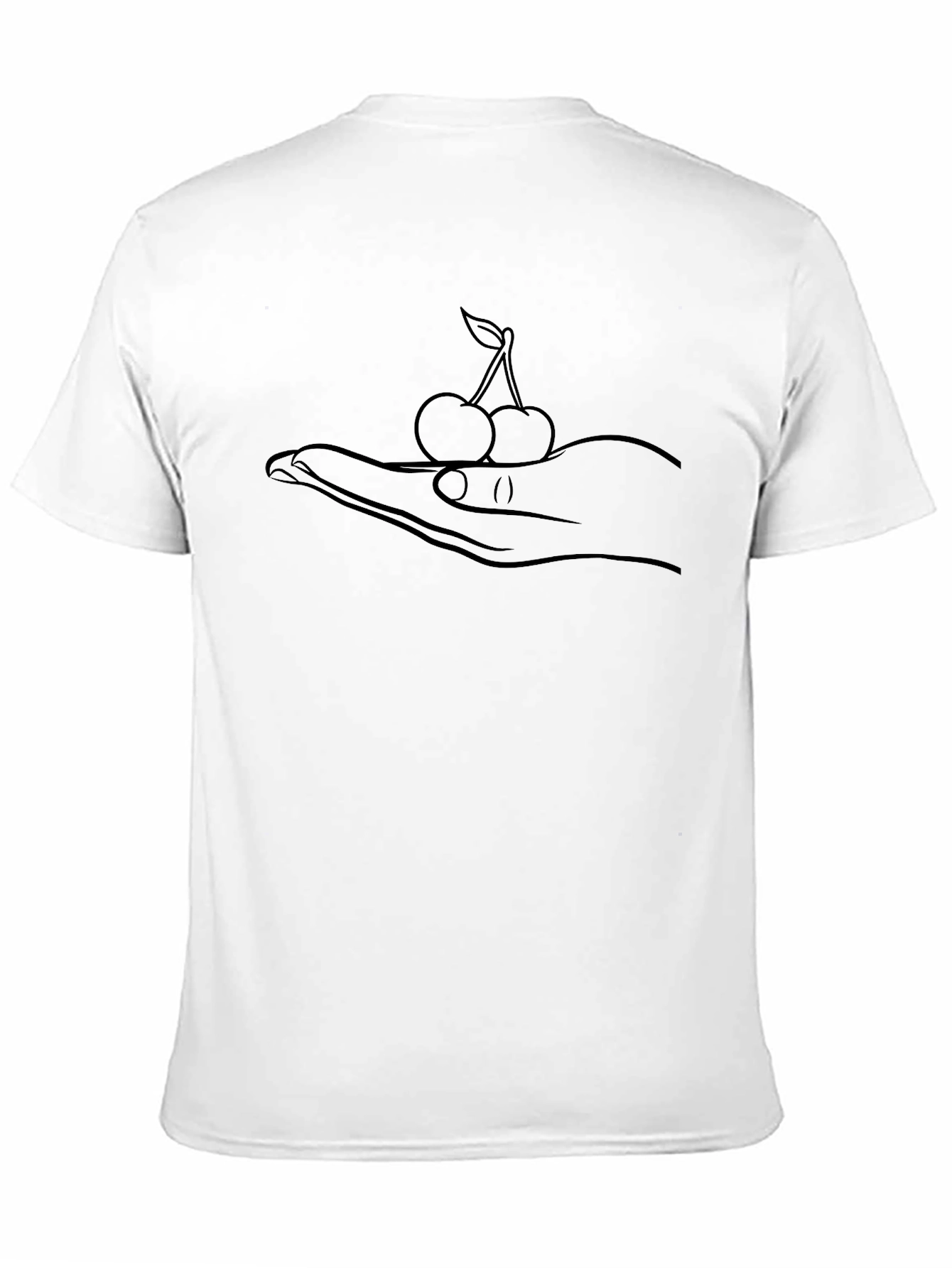 Hand Holding Cherries Black T-Shirt
