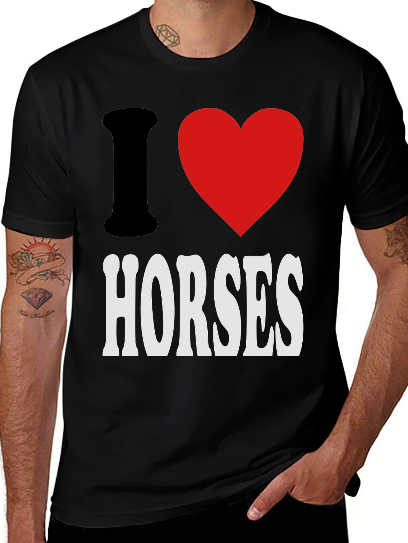I Heart Horses Black Graphic Tee