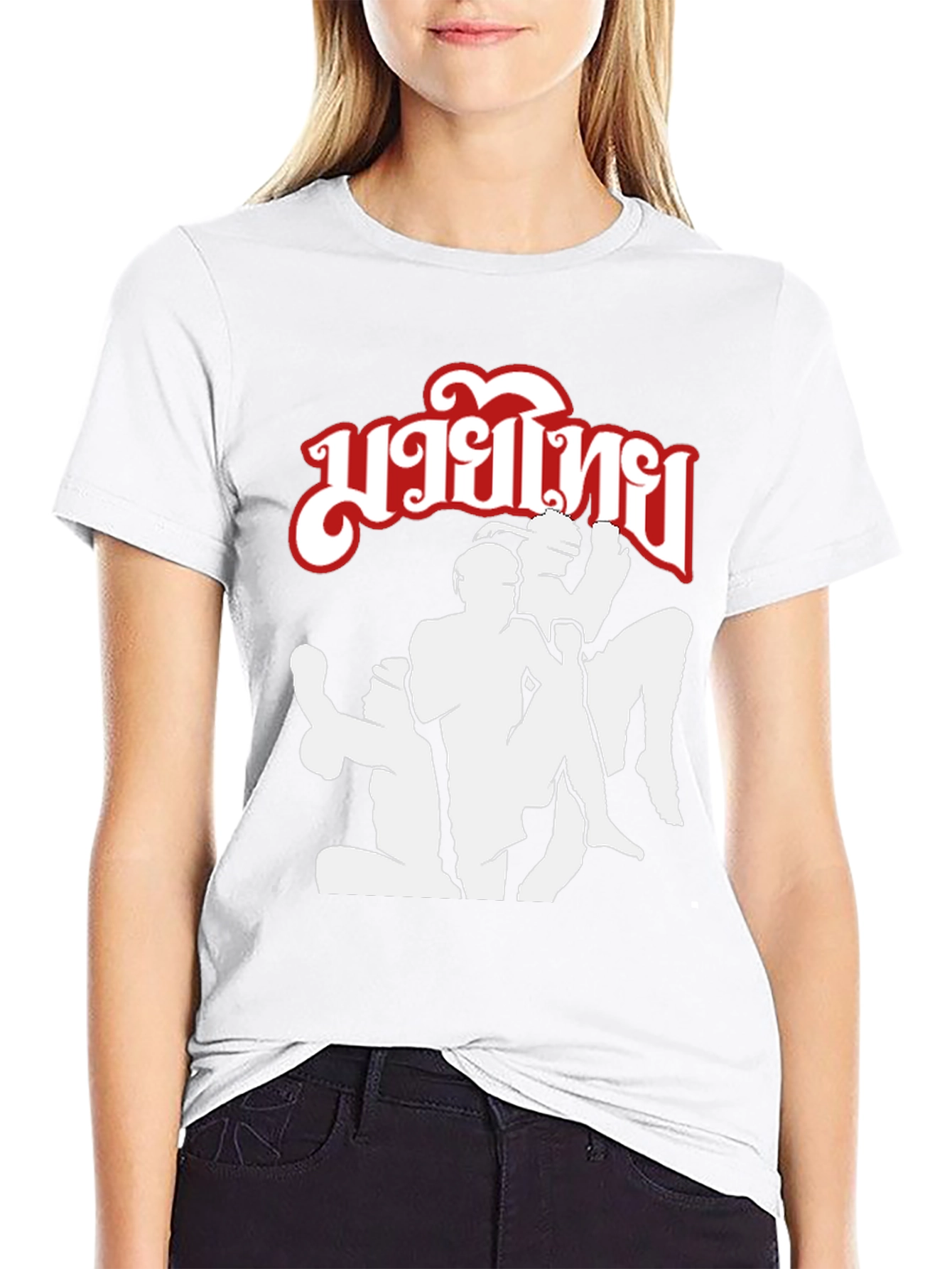 Muay Thai Fighter Graphic Print Black T-Shirt