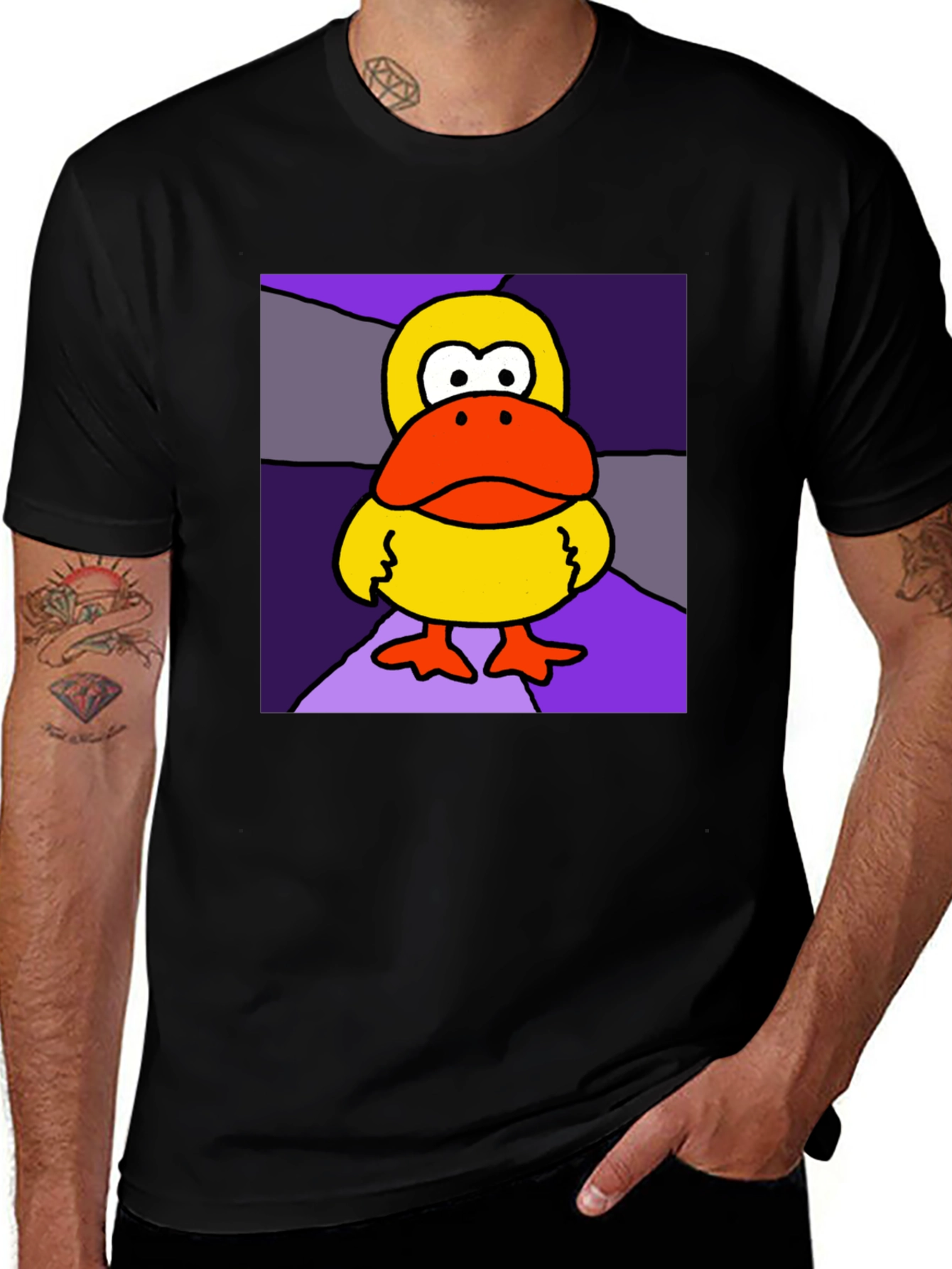 Duck Cartoon Graphic Black Tee