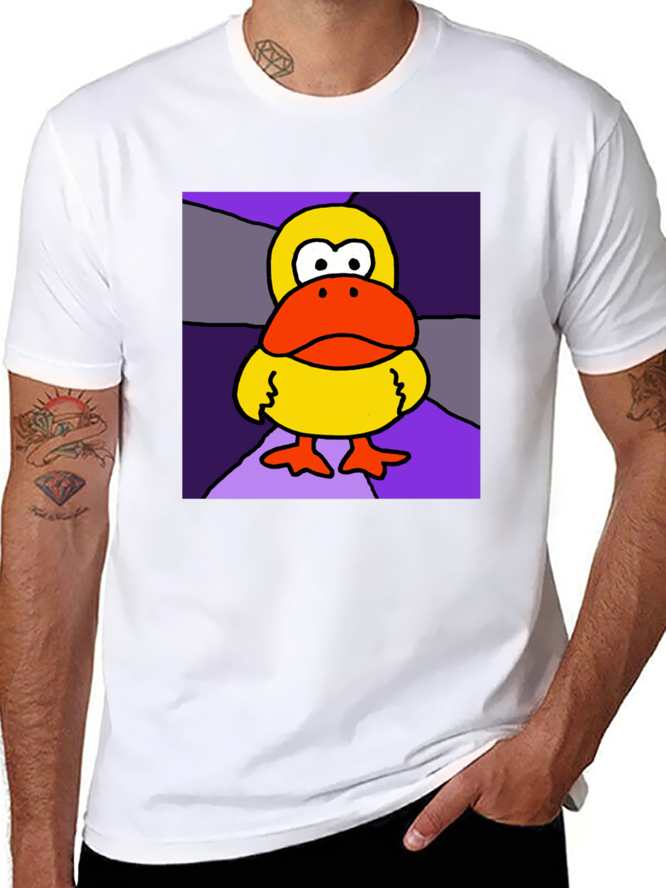 Duck Cartoon Graphic Black Tee