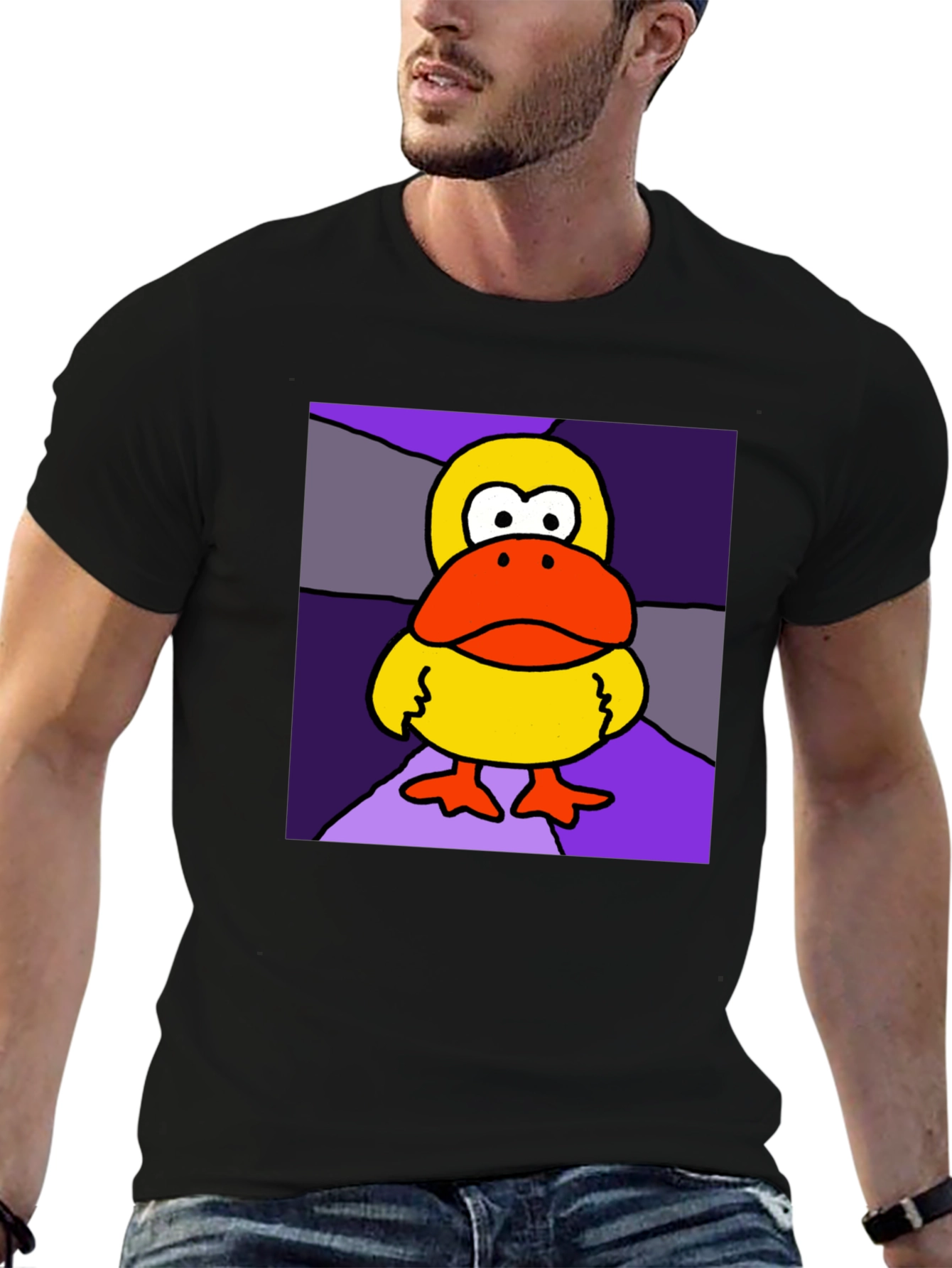 Duck Cartoon Graphic Black Tee