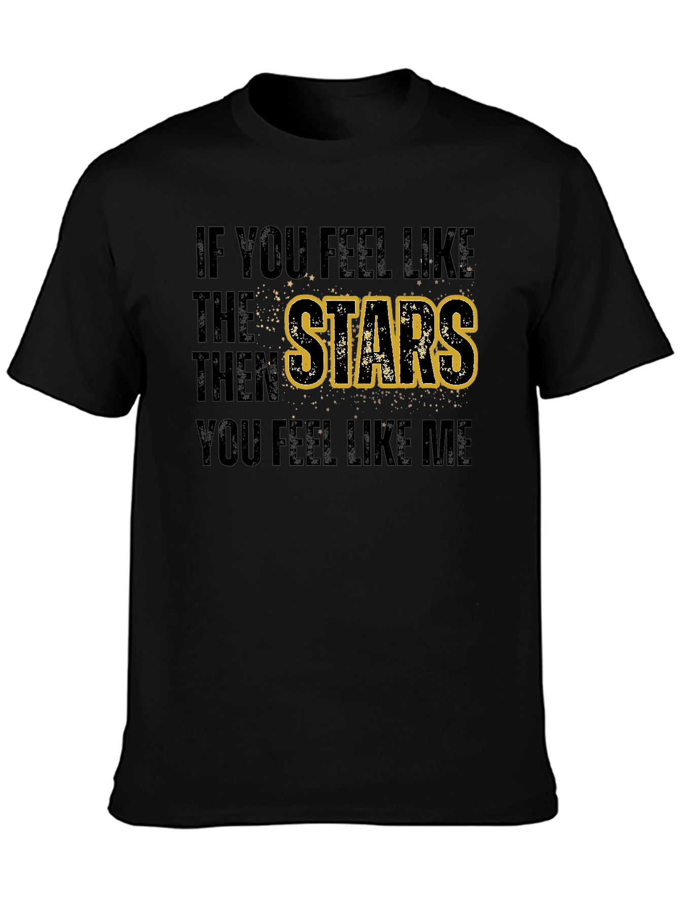 Stars Graphic Print Black T-Shirt