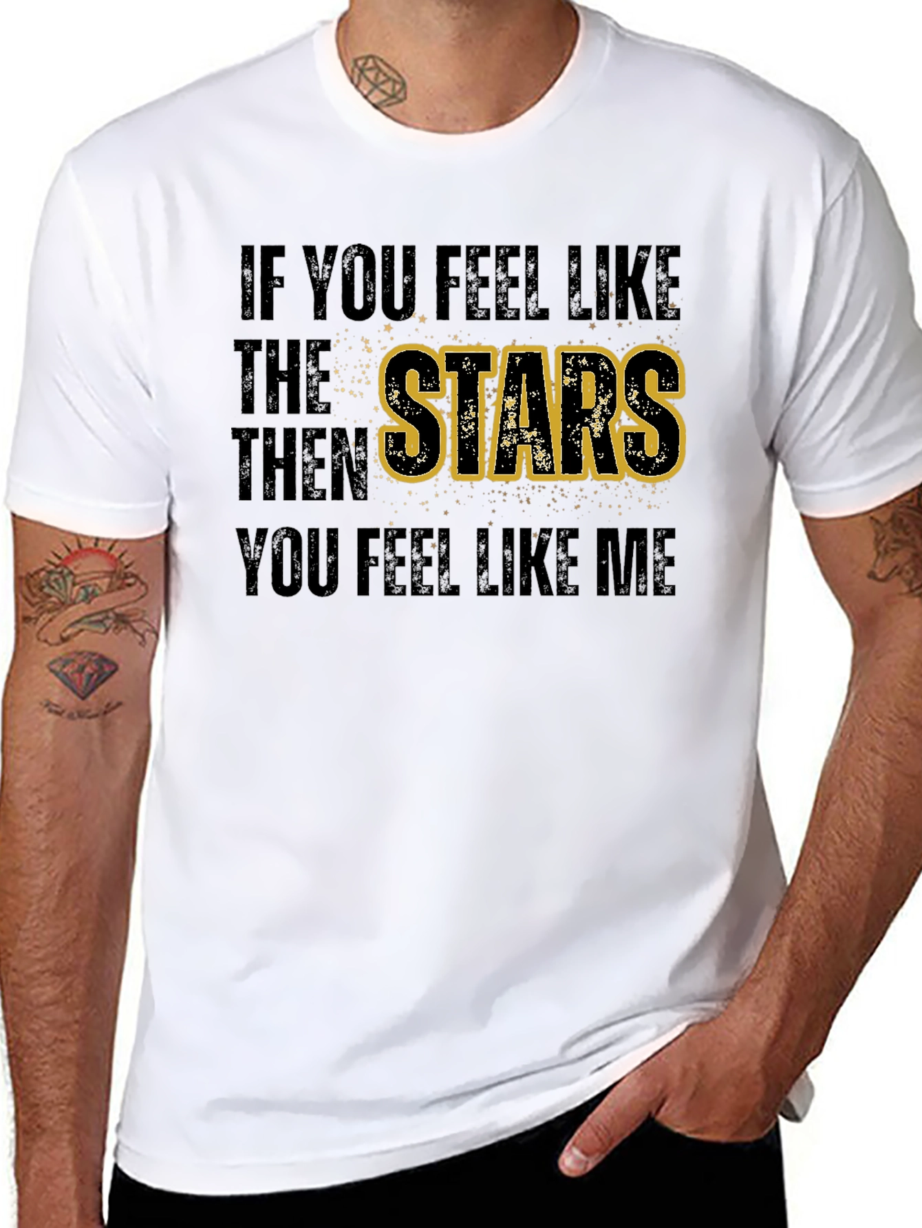 Stars Graphic Print Black T-Shirt