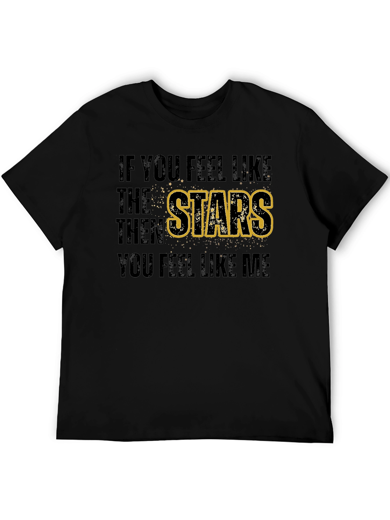 Stars Graphic Print Black T-Shirt