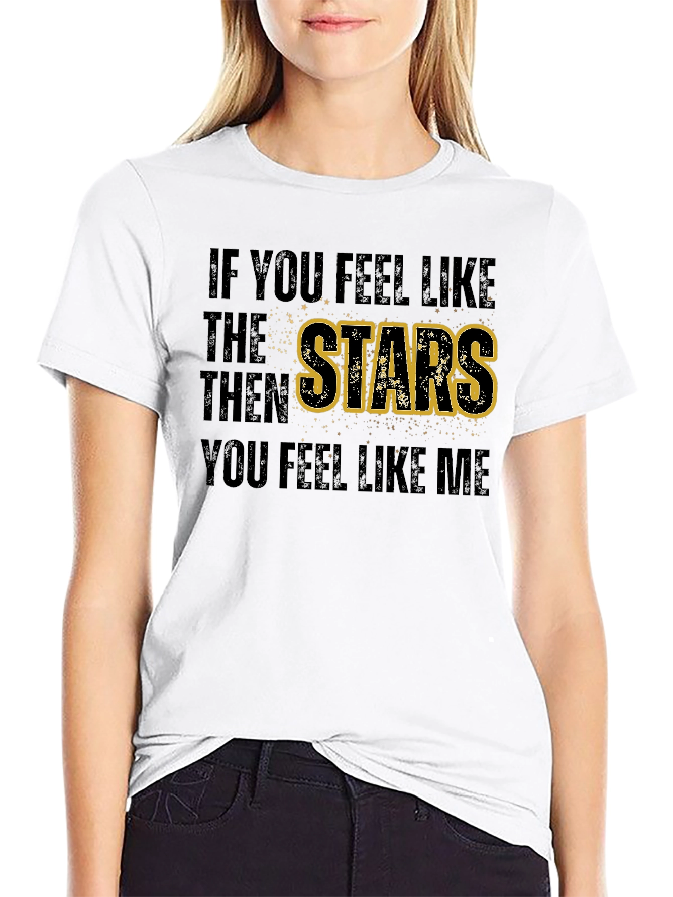 Stars Graphic Print Black T-Shirt