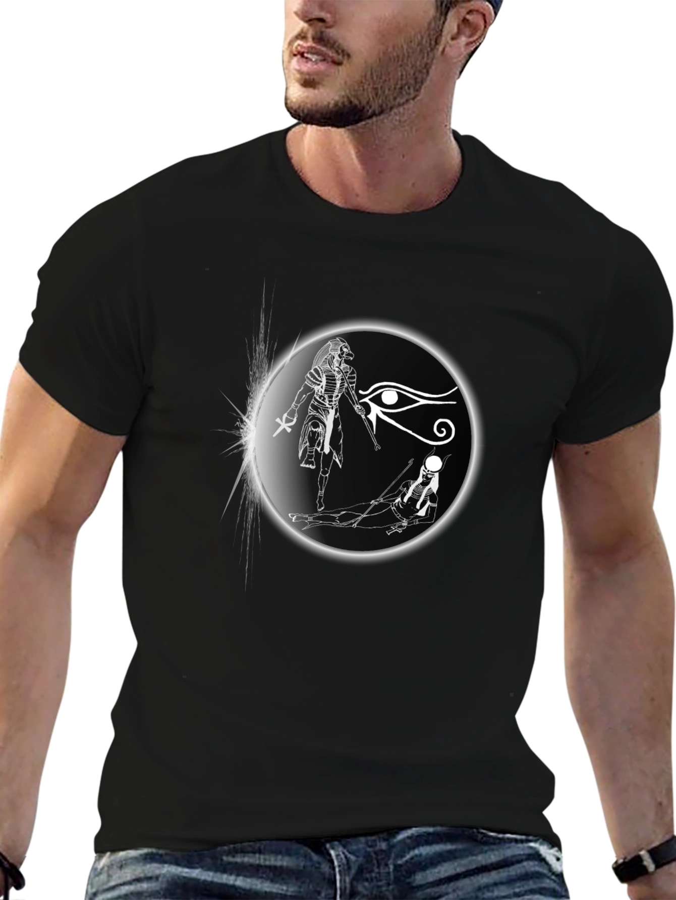 Egyptian Gods Graphic T-Shirt - Black Cotton Tee