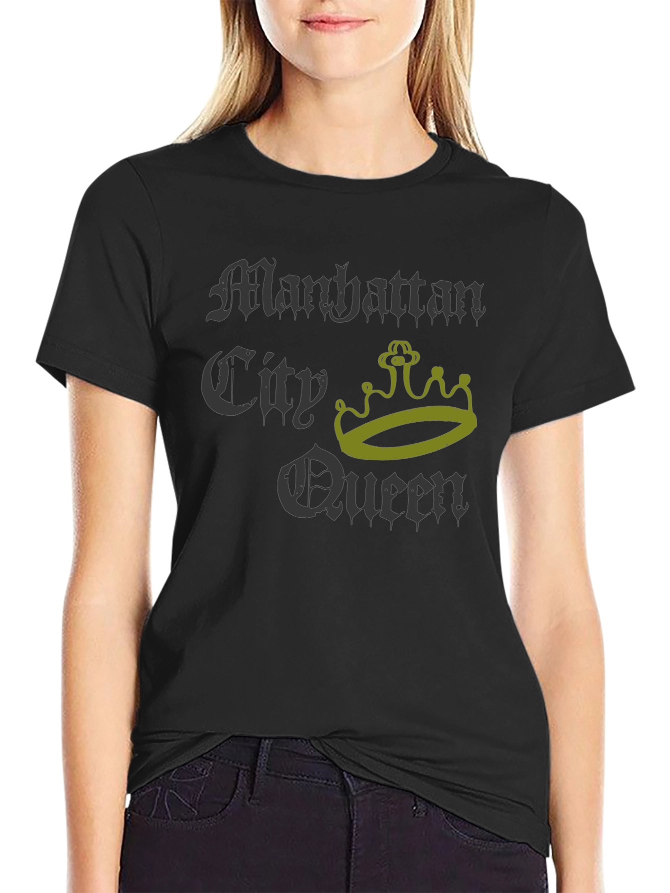 Manhattan City Queen Graphic T-Shirt - Black