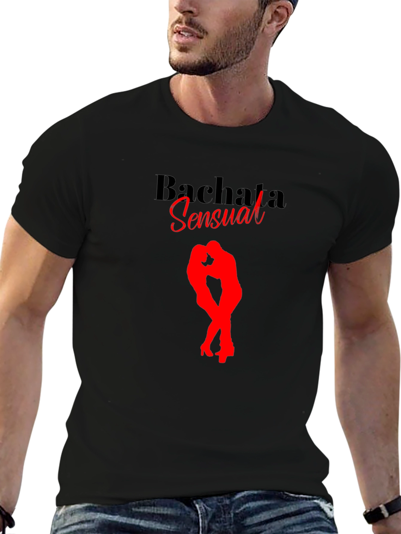 Bachata Sensual Black T-Shirt Dance Design