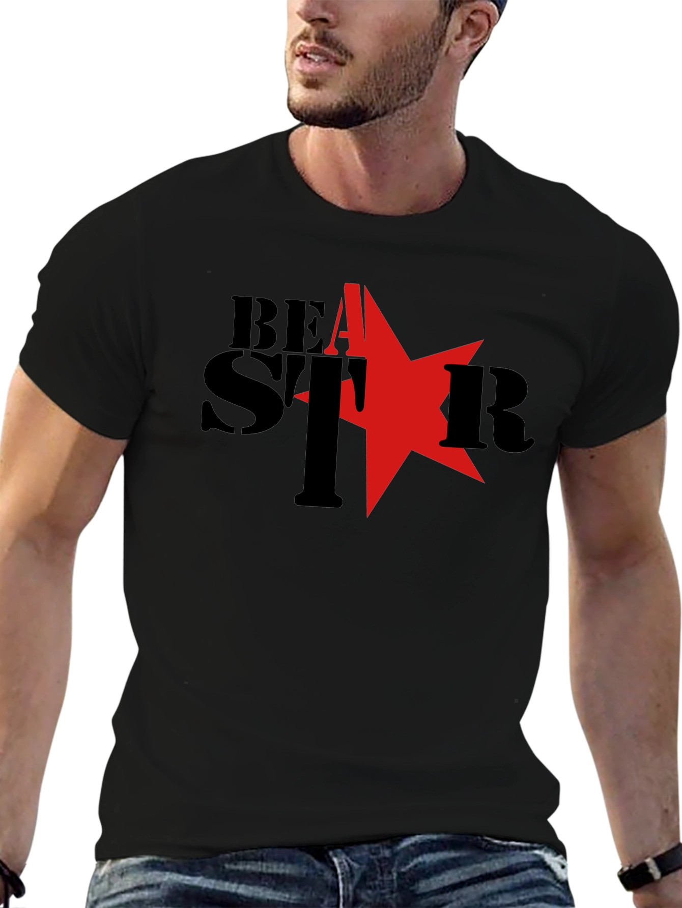 Beast Star Graphic T-Shirt - Black Cotton Tee