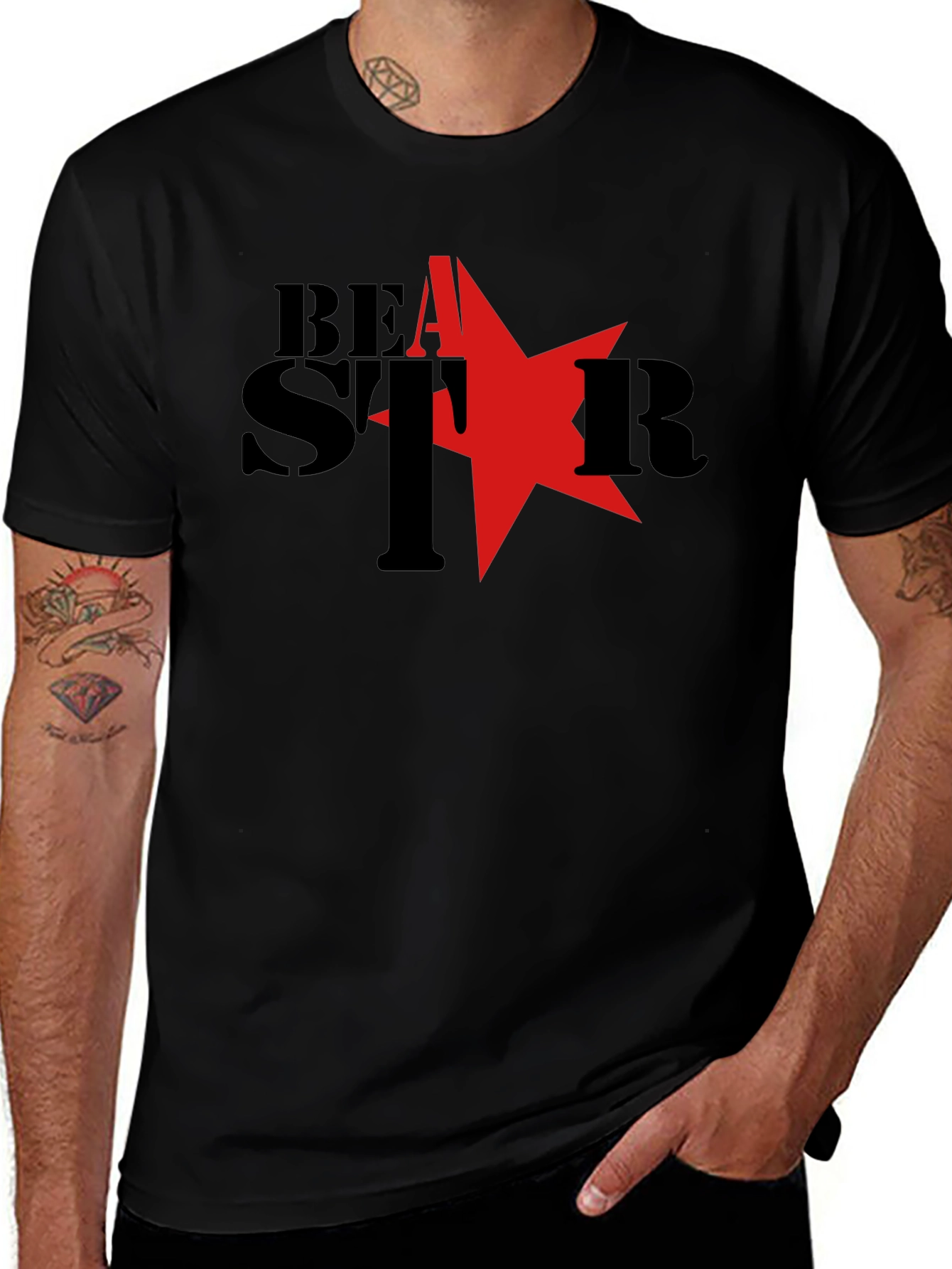 Beast Star Graphic T-Shirt - Black Cotton Tee