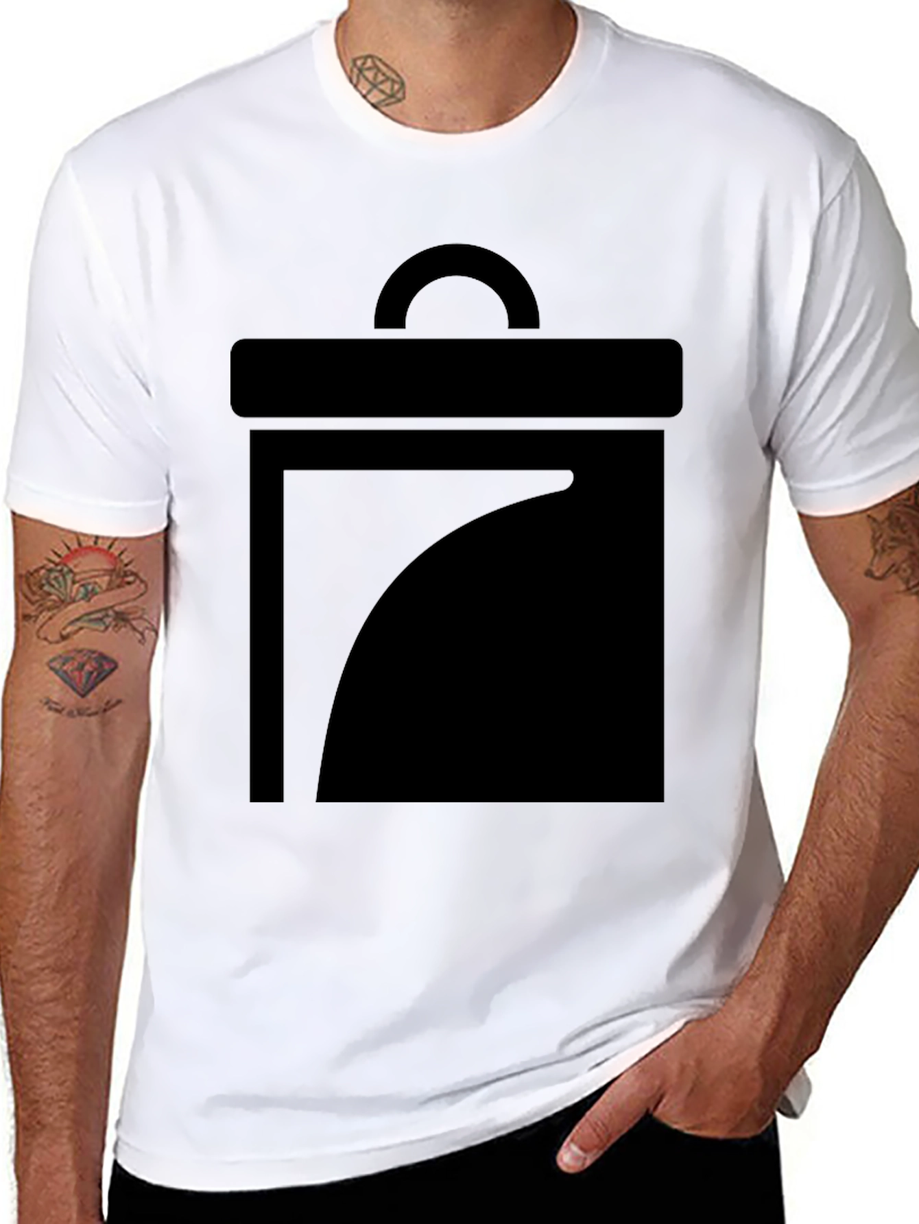 Minimalist Black Graphic Tee - Geometric Design