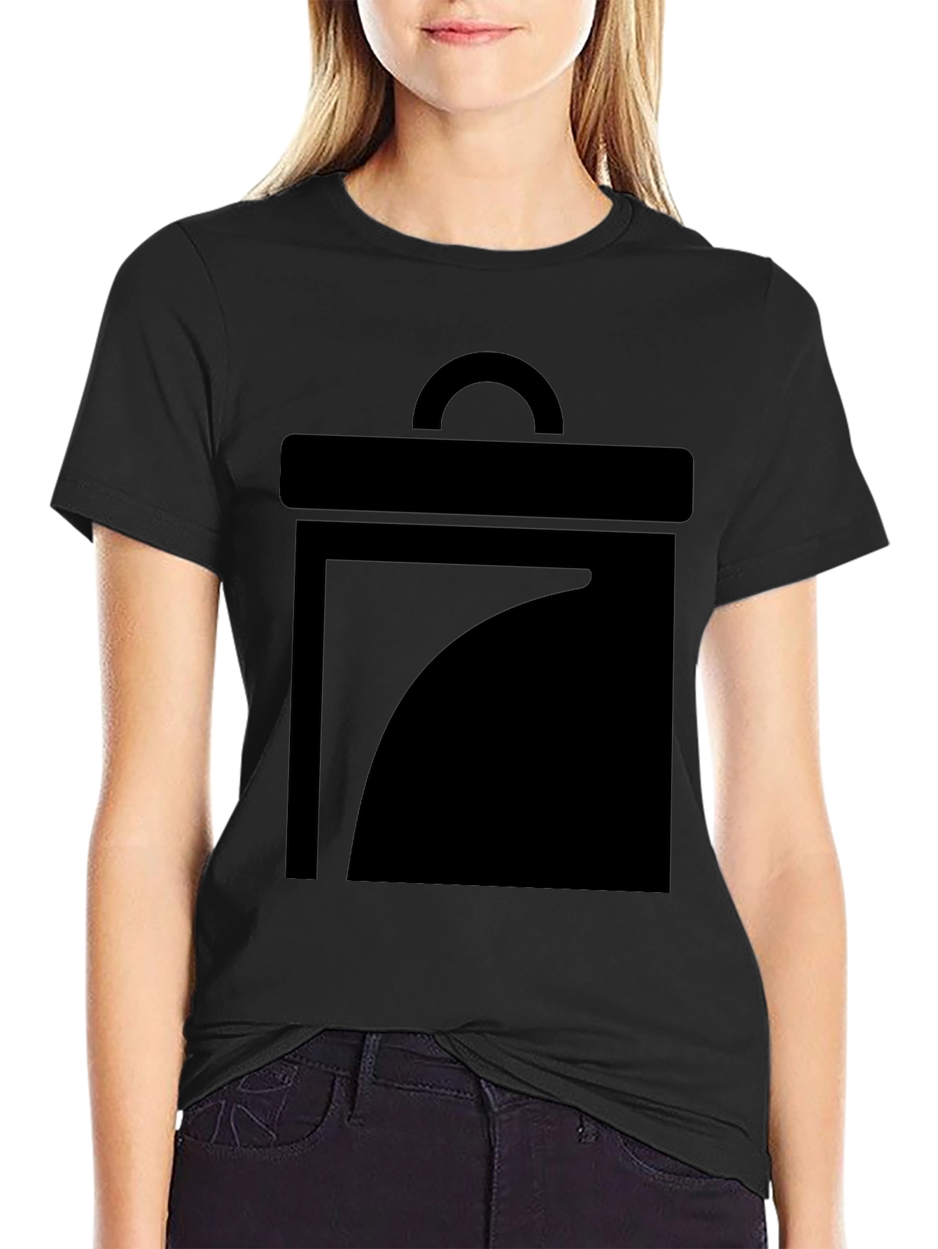 Minimalist Black Graphic Tee - Geometric Design