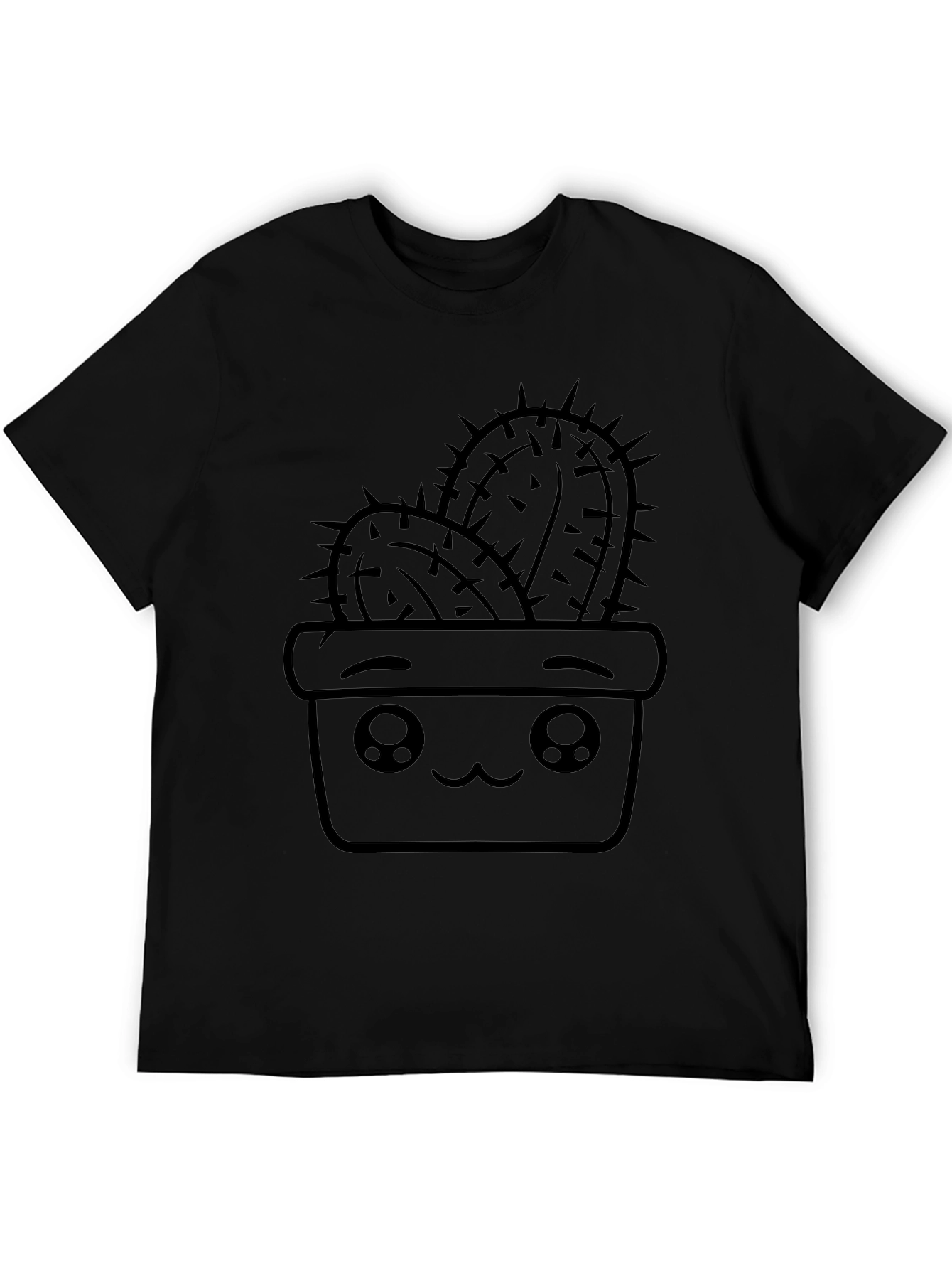 Cute Cactus in Pot Black T-Shirt