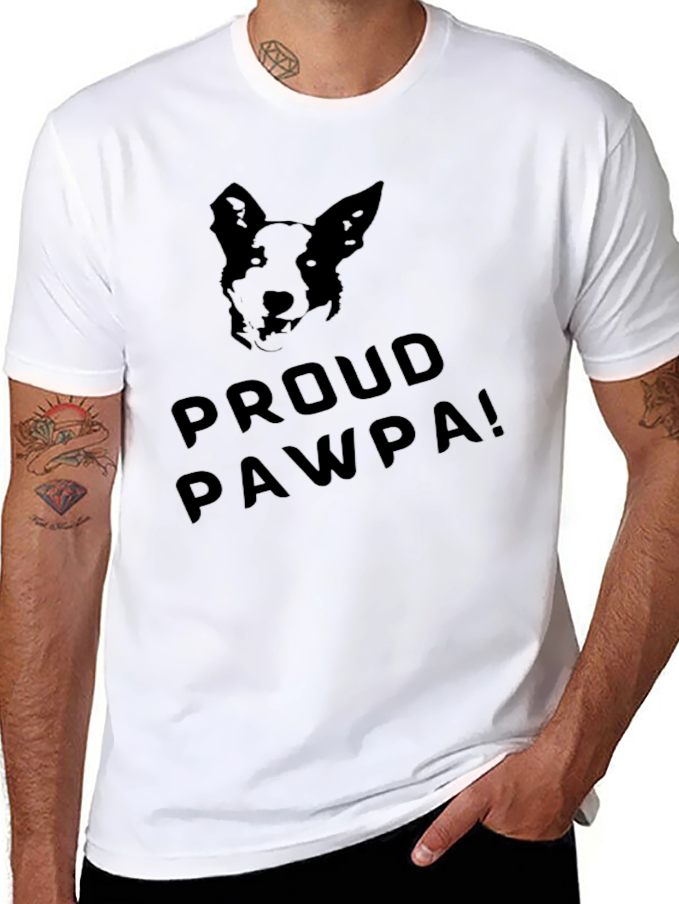Proud Pawpa Dog Graphic Tee - Black