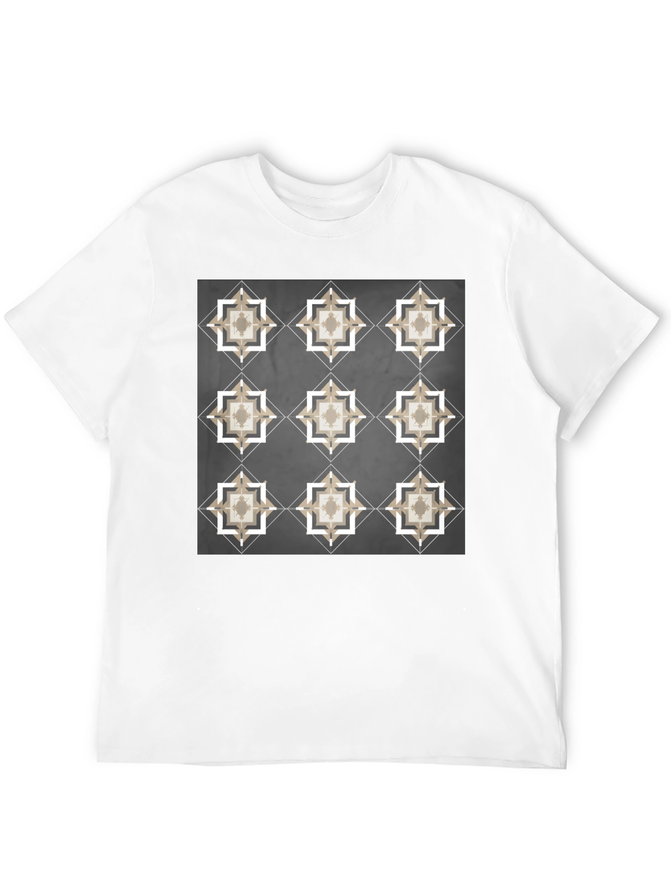 Geometric Tile Print Black T-Shirt