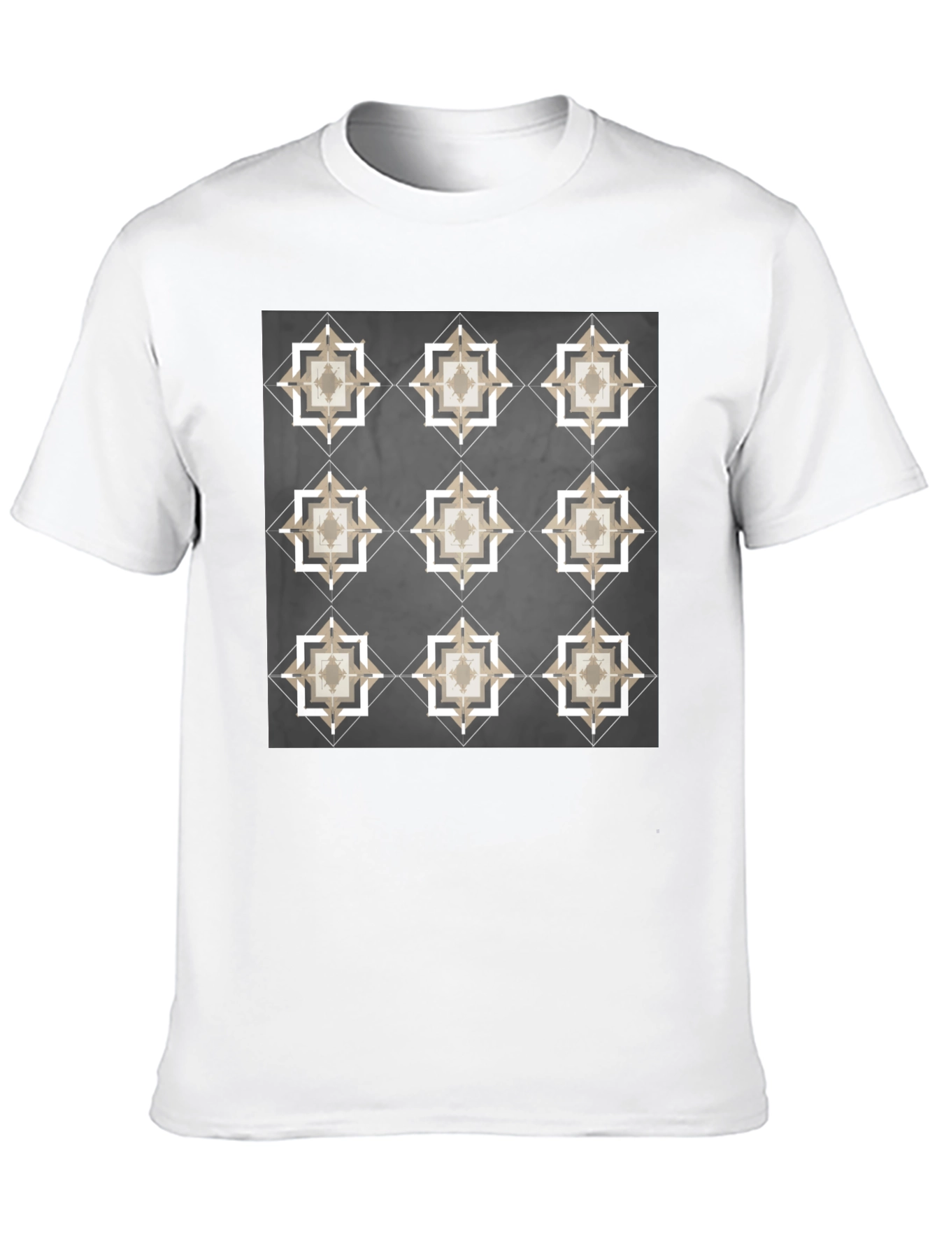 Geometric Tile Print Black T-Shirt