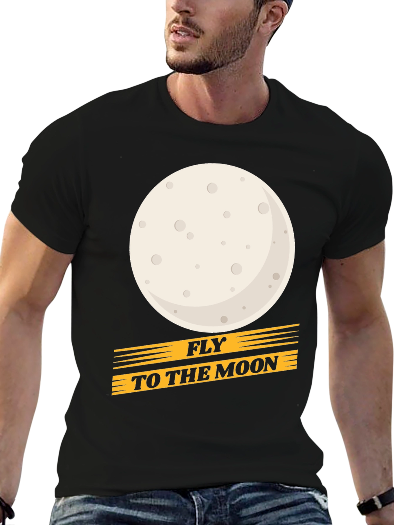 Fly to the Moon Graphic Tee - Black