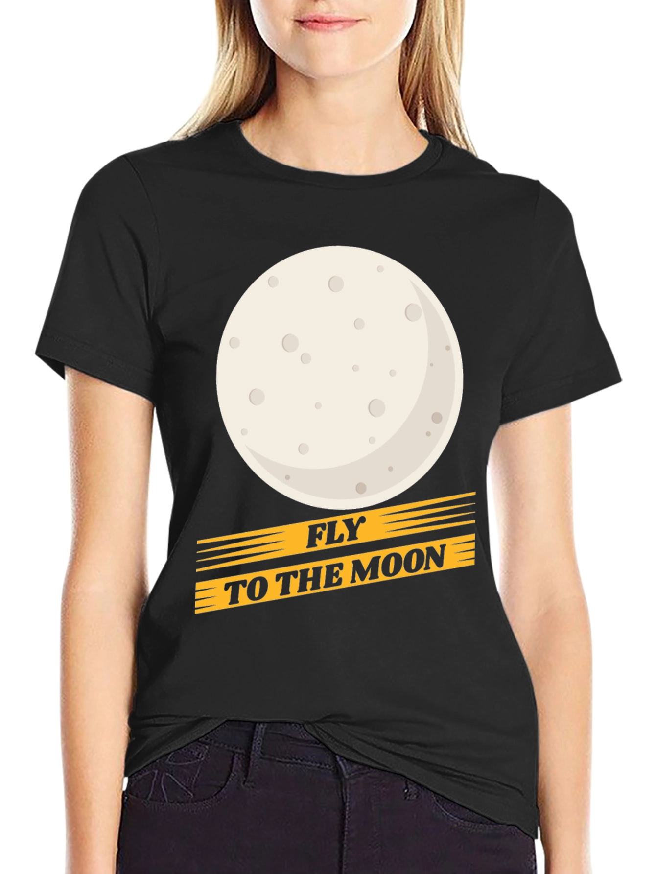 Fly to the Moon Graphic Tee - Black