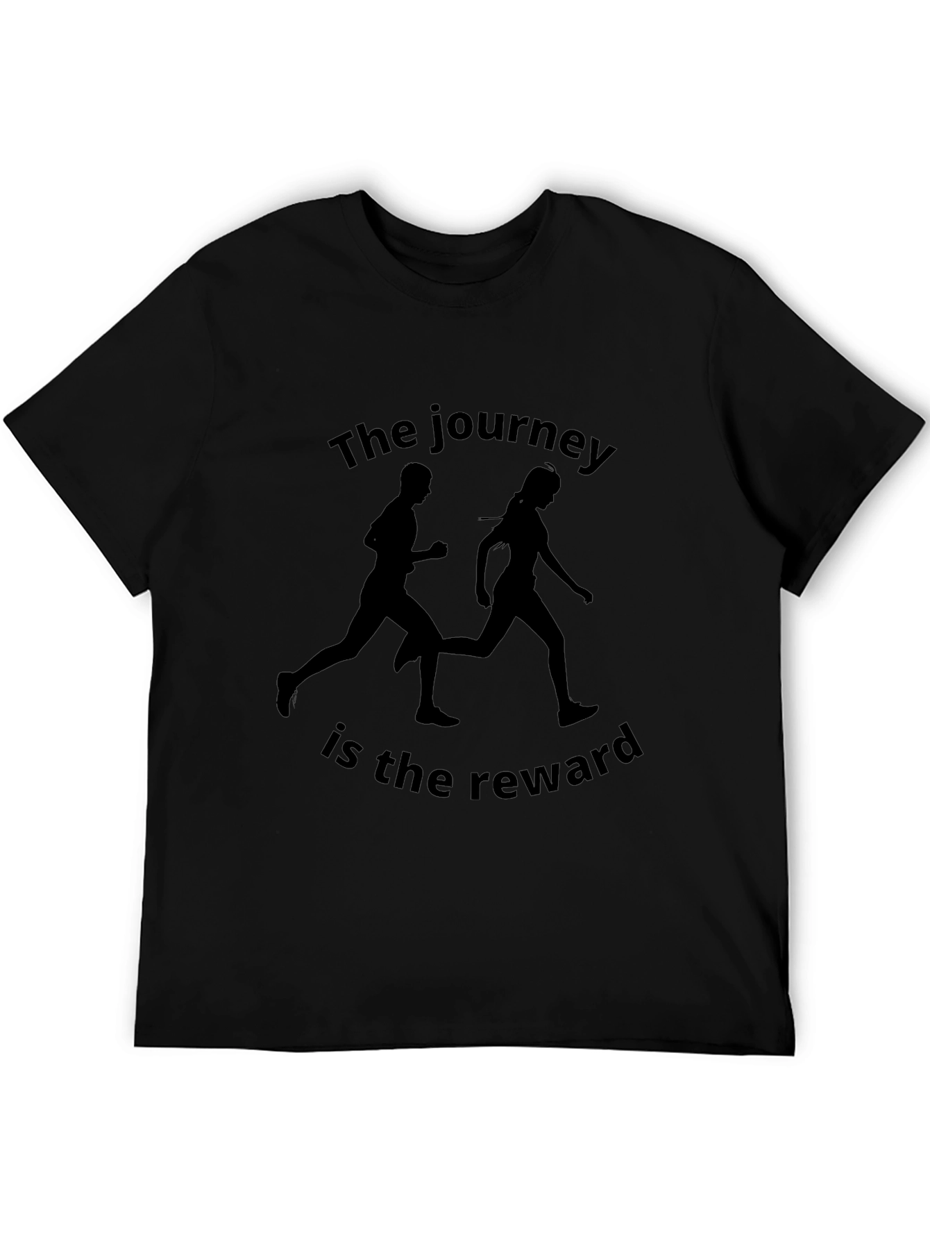 Motivation Black Graphic Tee: The Journey is the Reward
