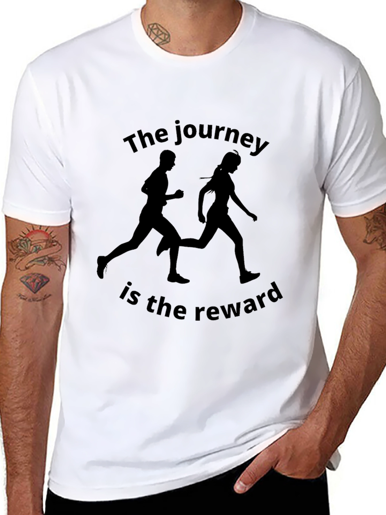 Motivation Black Graphic Tee: The Journey is the Reward
