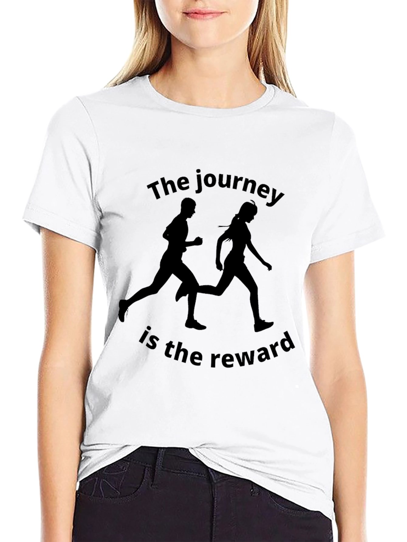 Motivation Black Graphic Tee: The Journey is the Reward