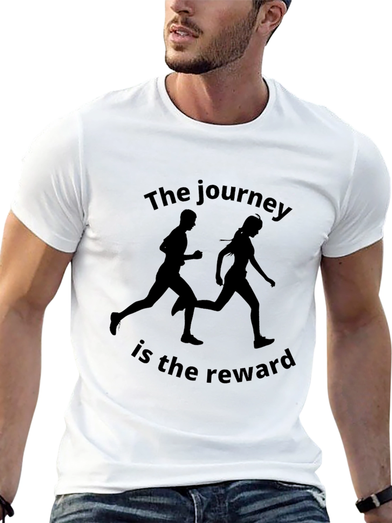 Motivation Black Graphic Tee: The Journey is the Reward