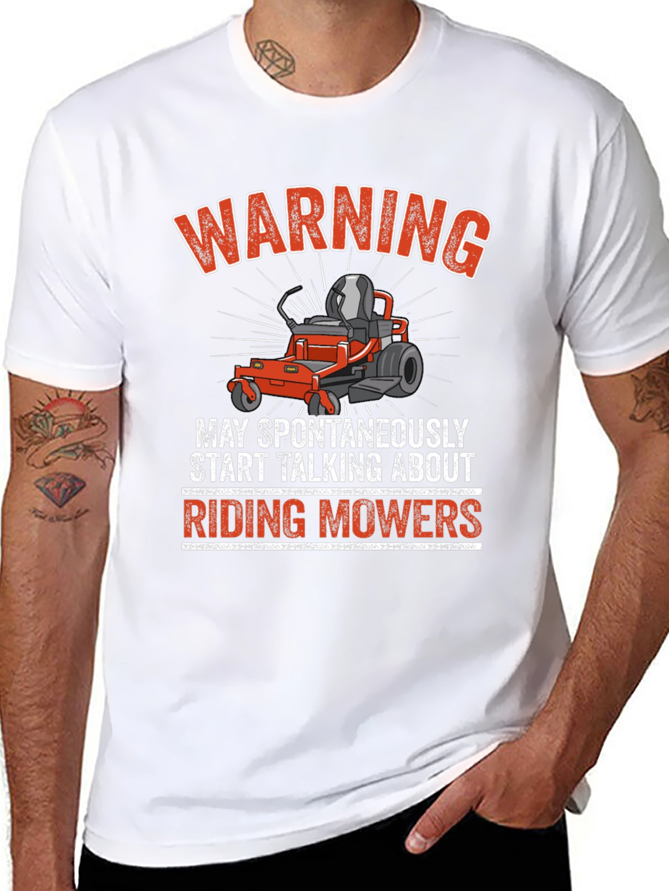 Warning Riding Mowers Graphic Tee