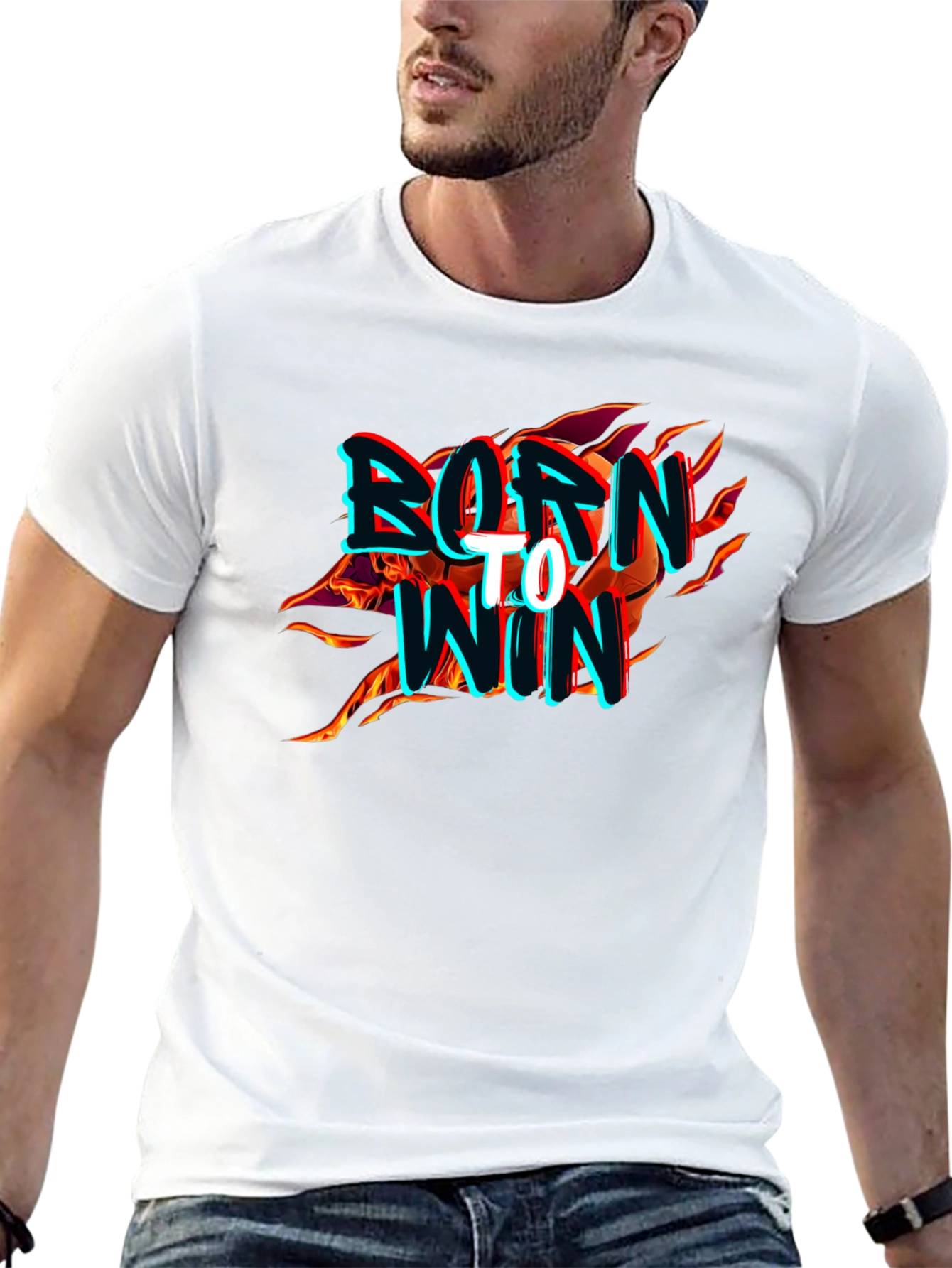 Born to Win Graphic Print Mens Black T-Shirt