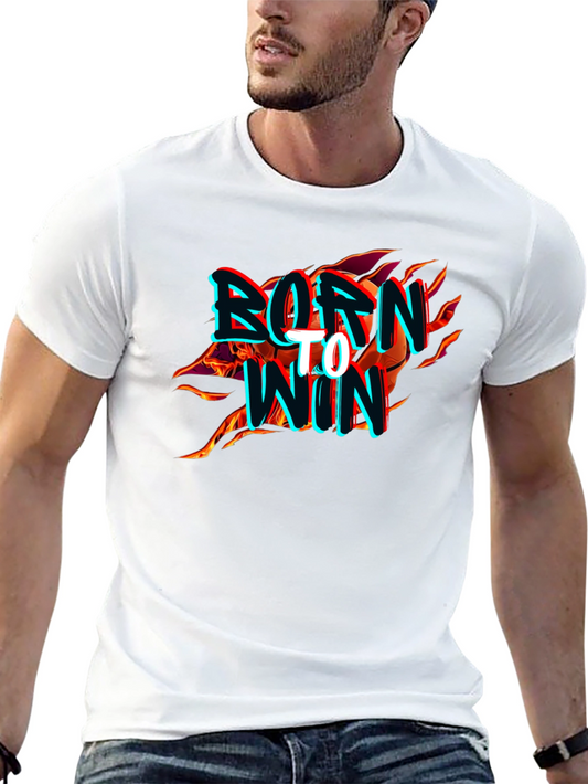 Born to Win Graphic Print Mens Black T-Shirt