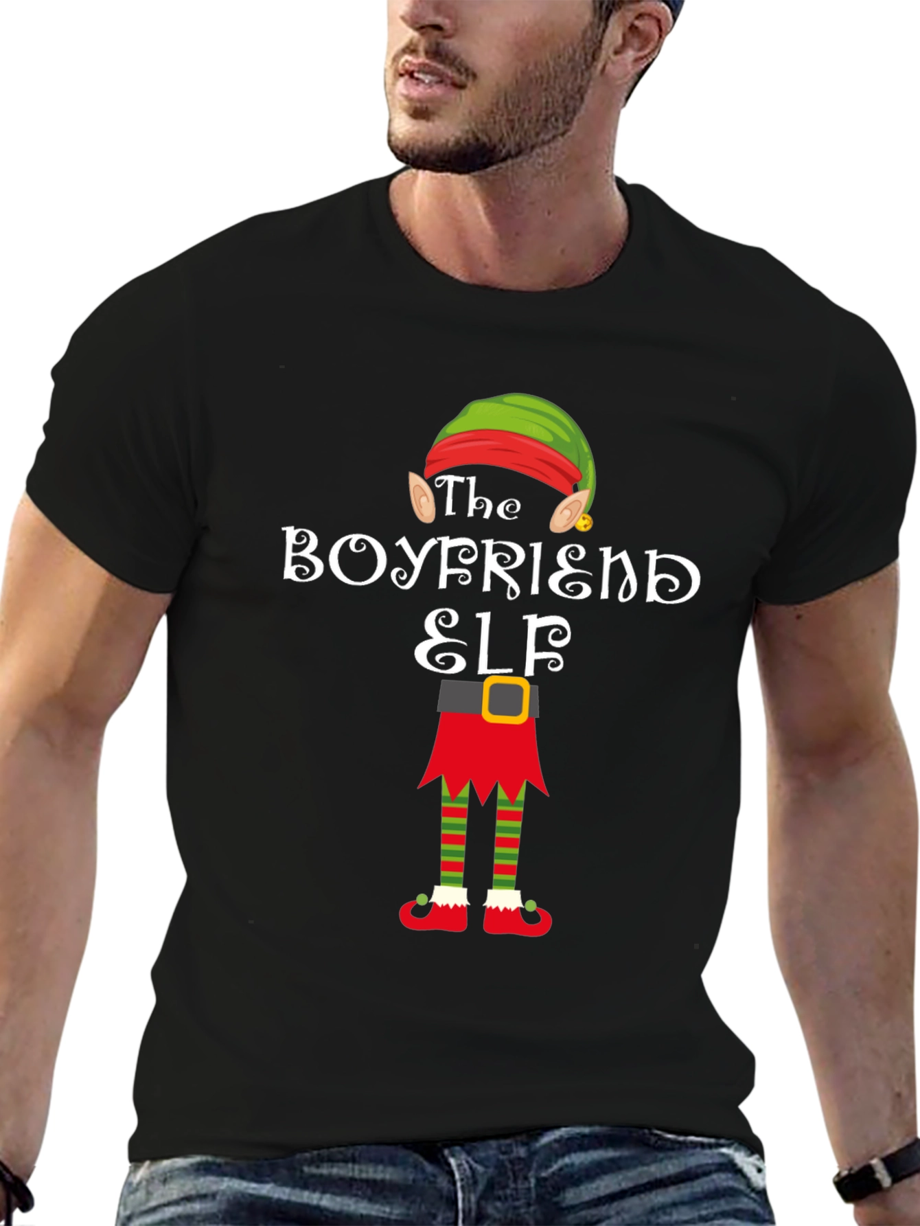 Boyfriend Elf Christmas T-Shirt - Festive Holiday Apparel