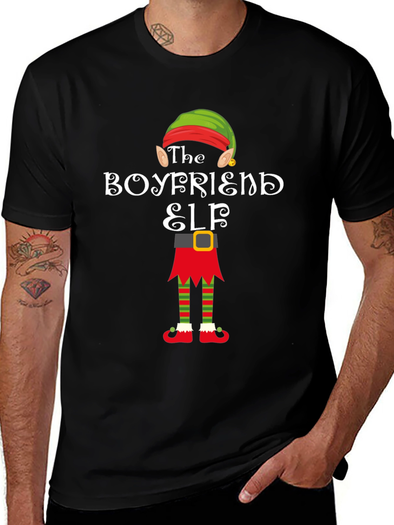 Boyfriend Elf Christmas T-Shirt - Festive Holiday Apparel