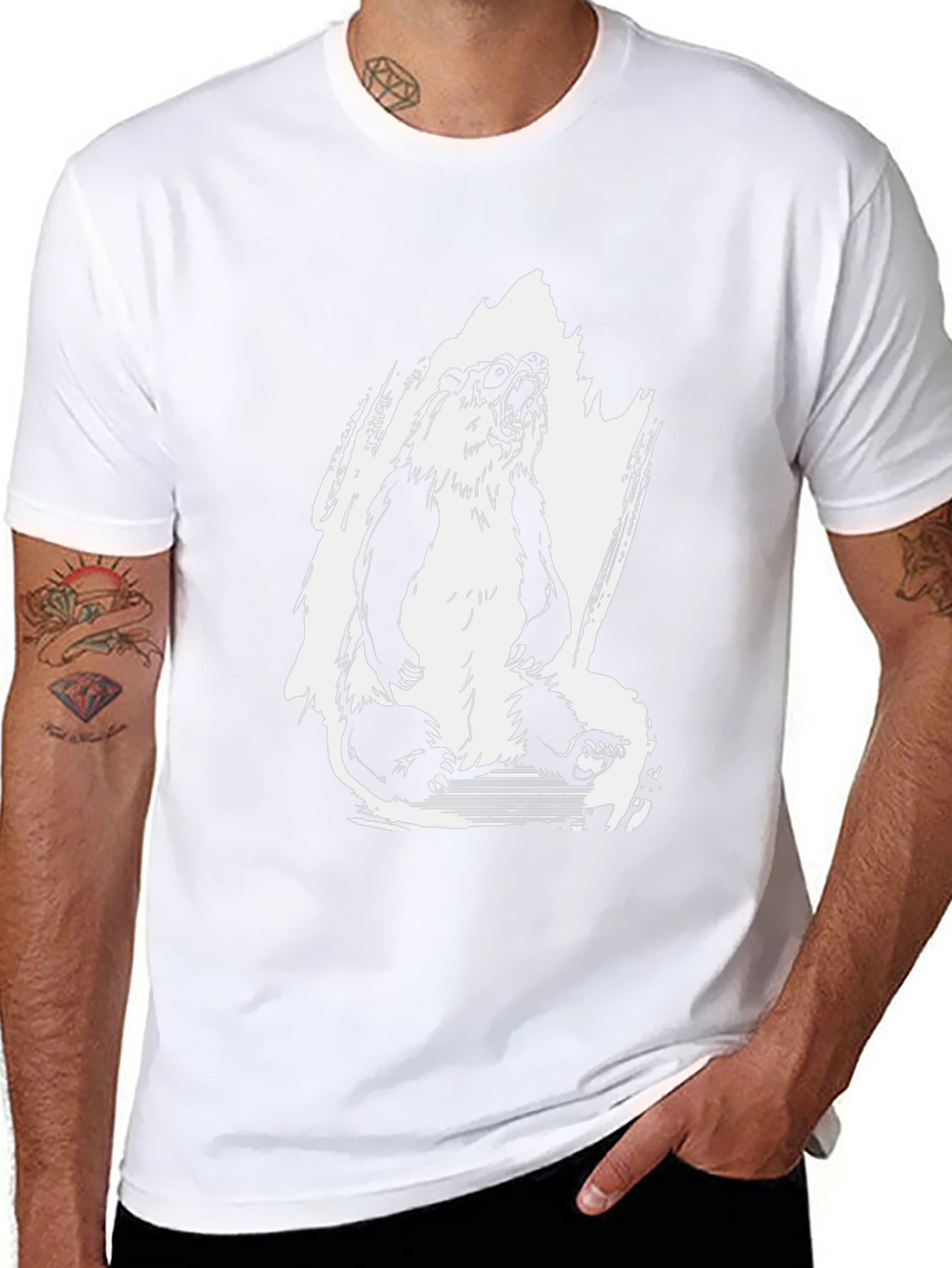Bear Graphic Tee - Black Cotton T-Shirt
