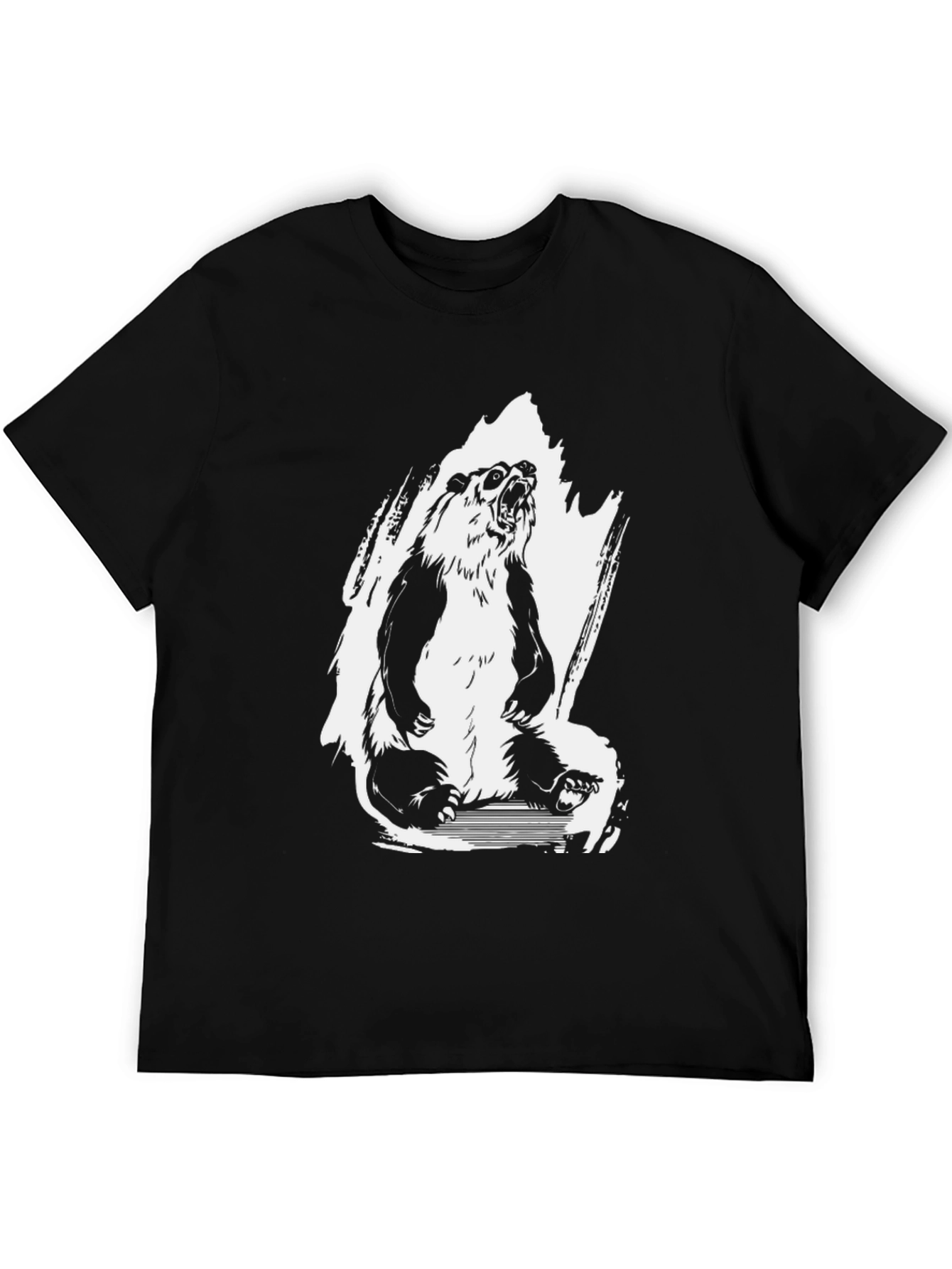 Bear Graphic Tee - Black Cotton T-Shirt