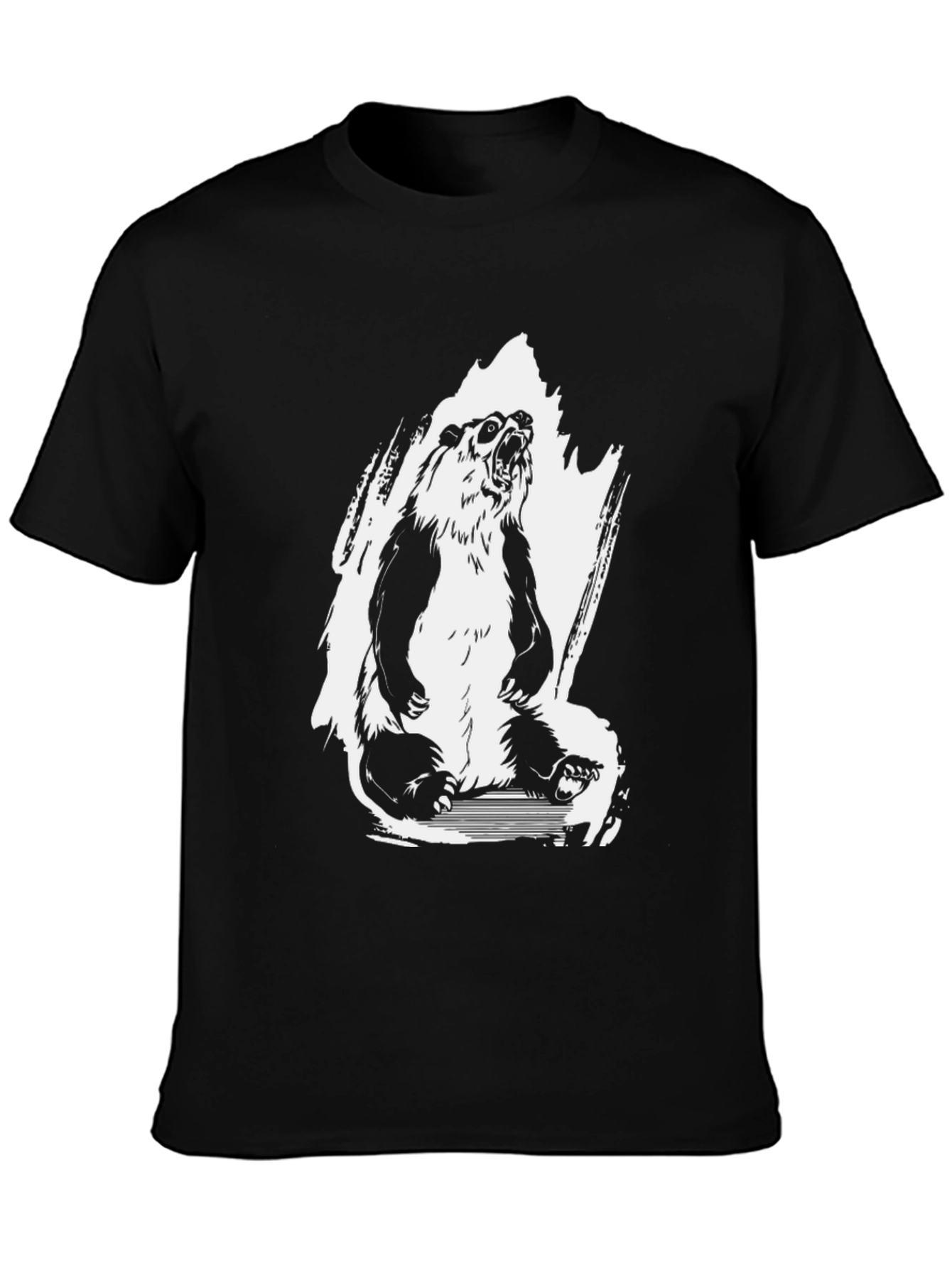 Bear Graphic Tee - Black Cotton T-Shirt